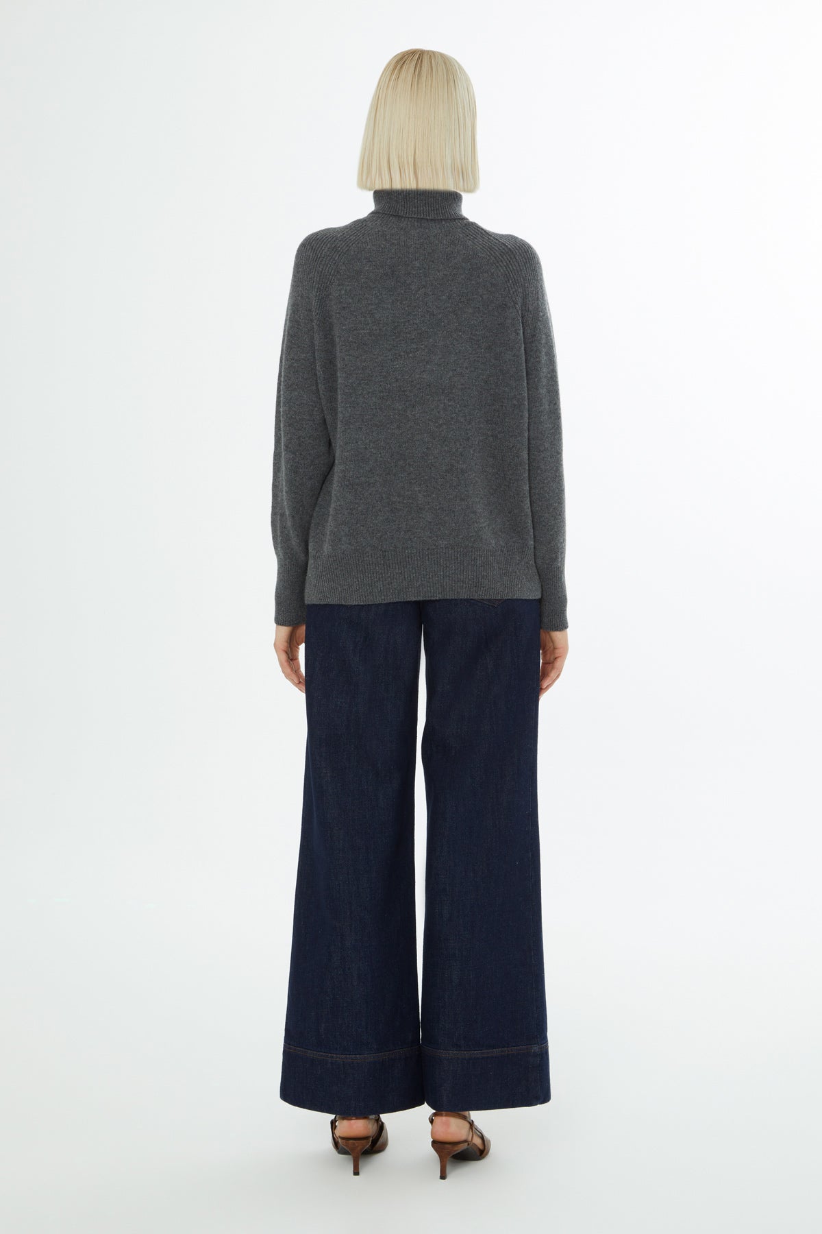 Grey Long-Sleeve Turtleneck Sweater