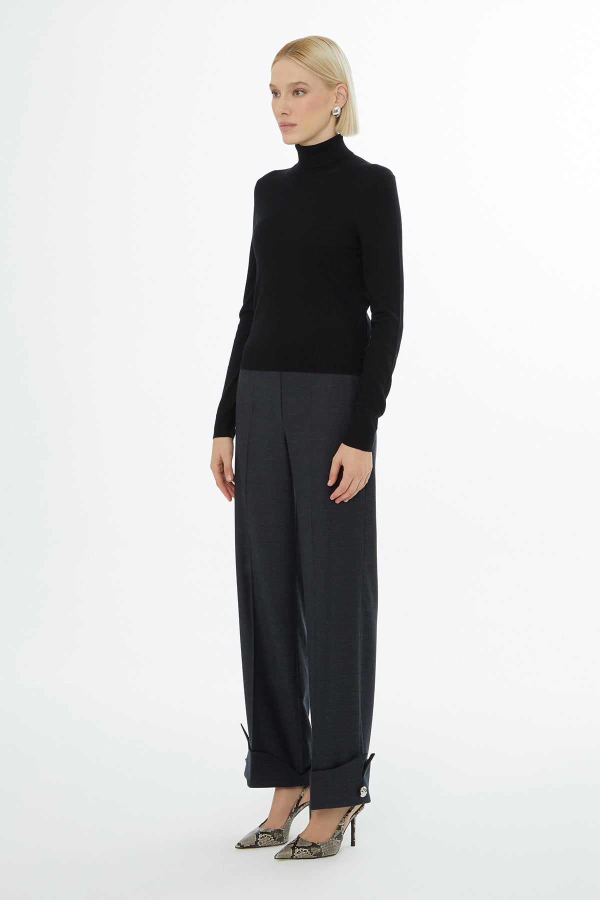 Black Turtleneck Knit Sweater