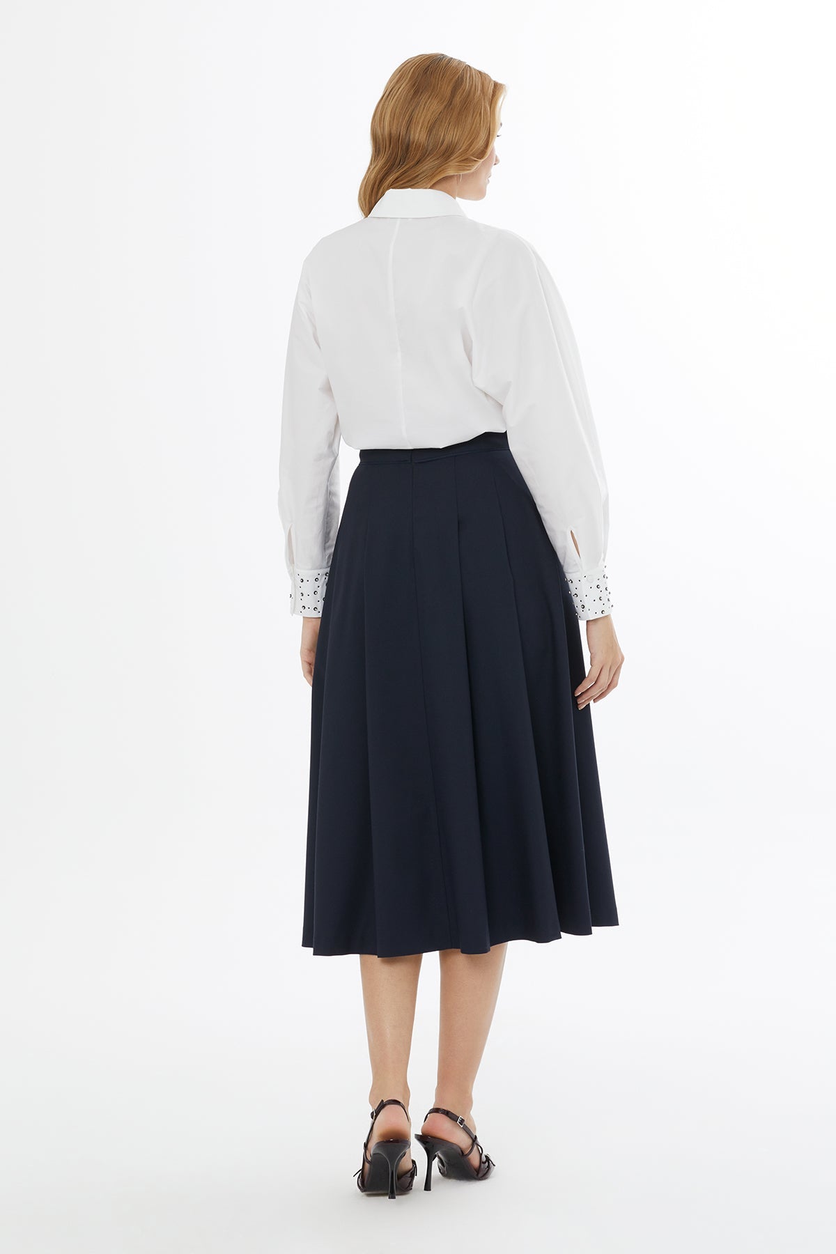 Pleated Skirt with Back Center Hidden Zipper