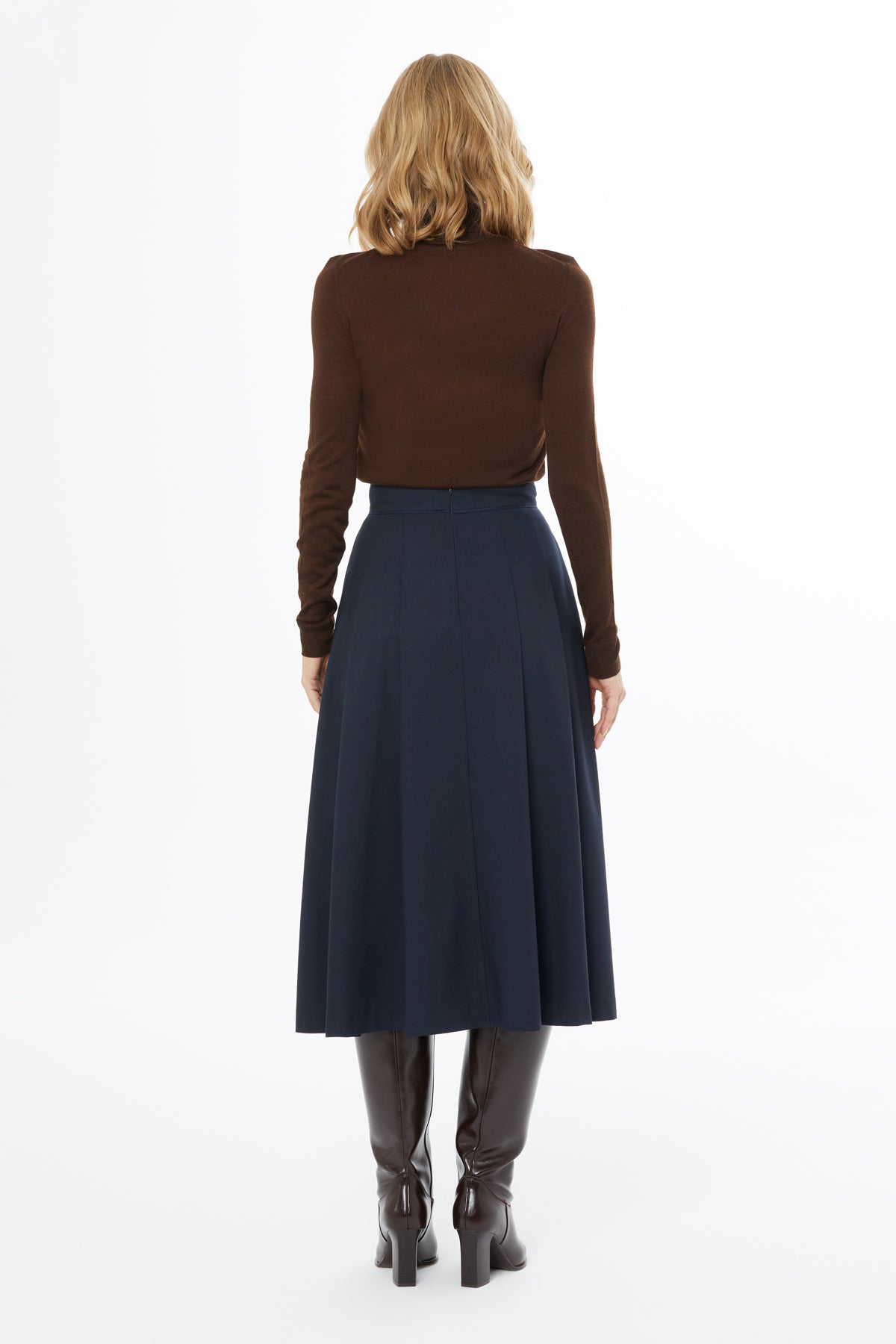 Pleated Skirt with Back Center Hidden Zipper