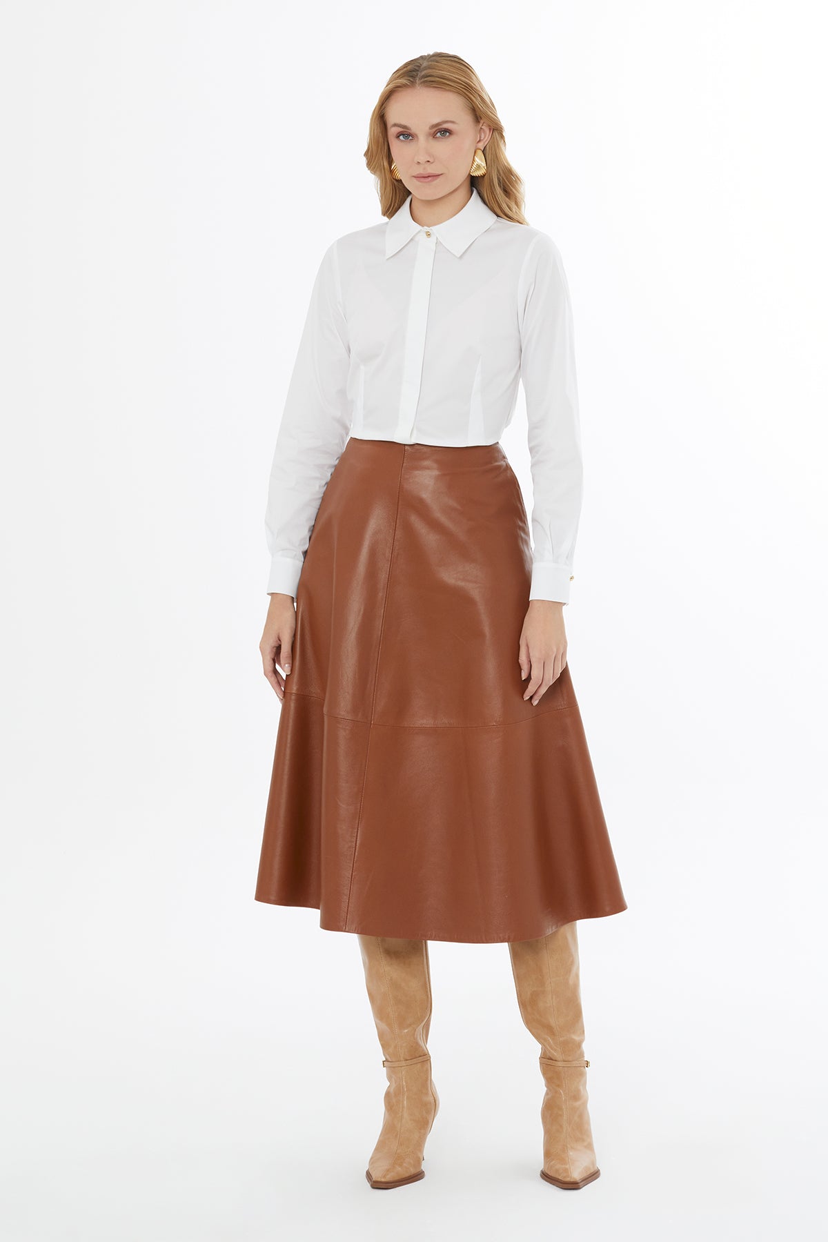 Flared Skirt with Back Zipper Closure N