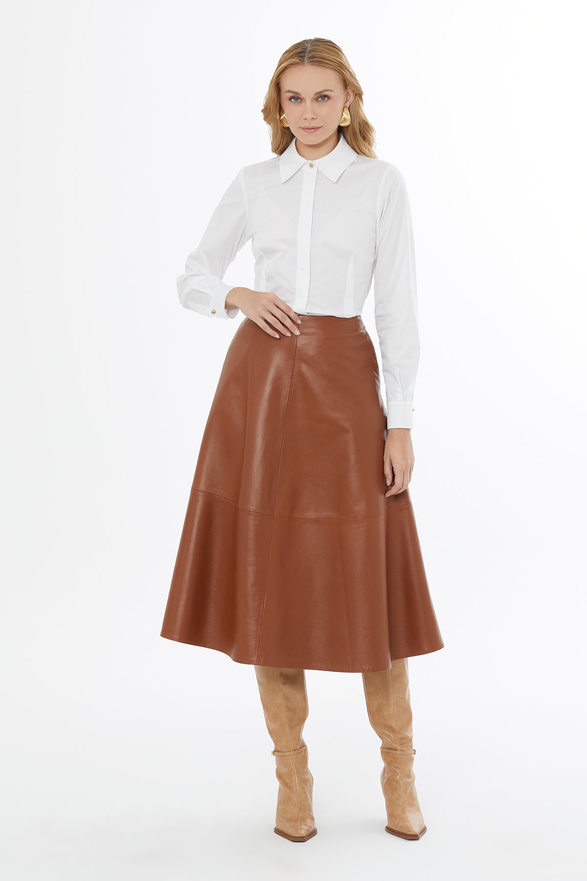 Flared Skirt with Back Zipper Closure N