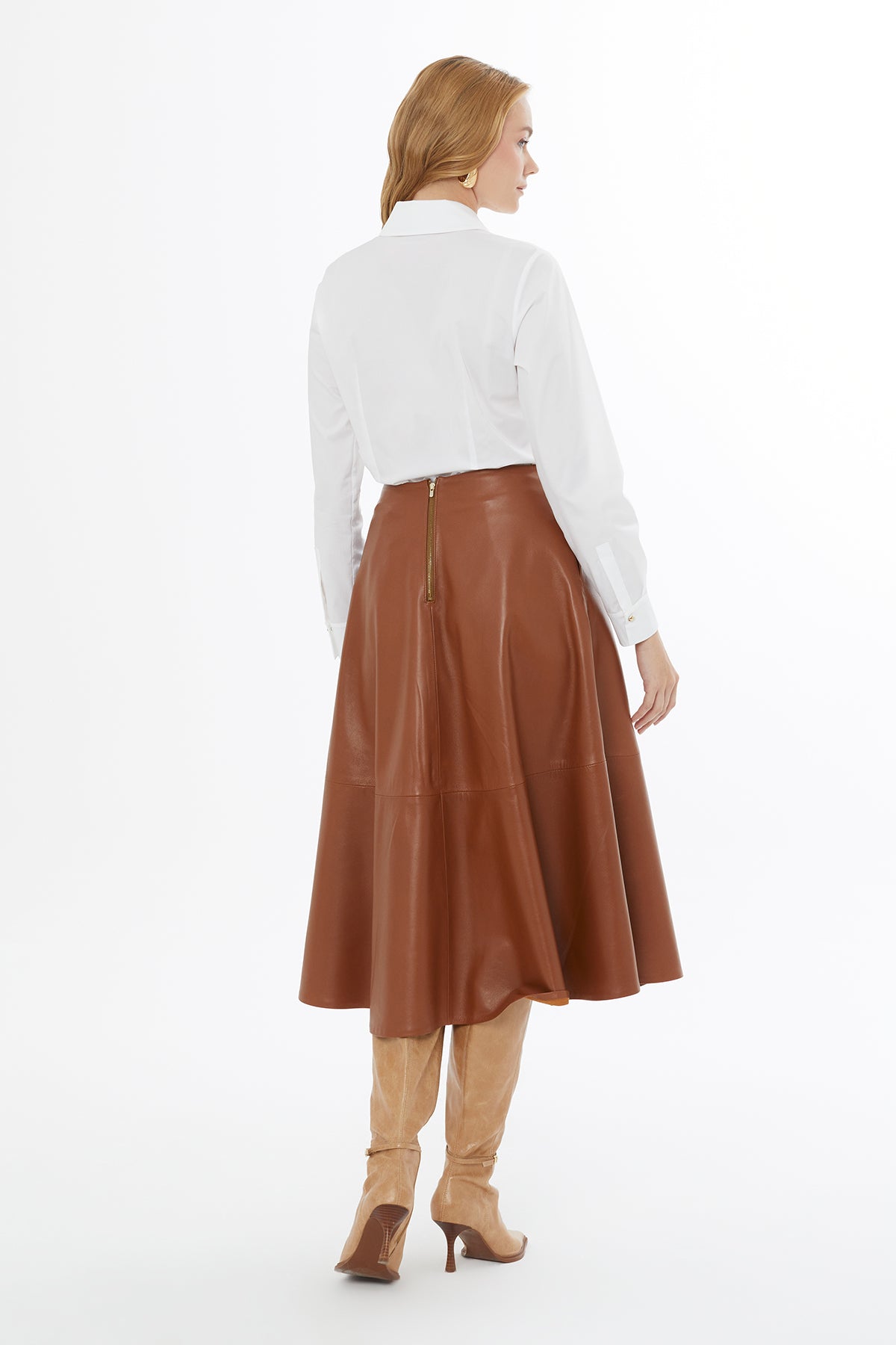 Flared Skirt with Back Zipper Closure N