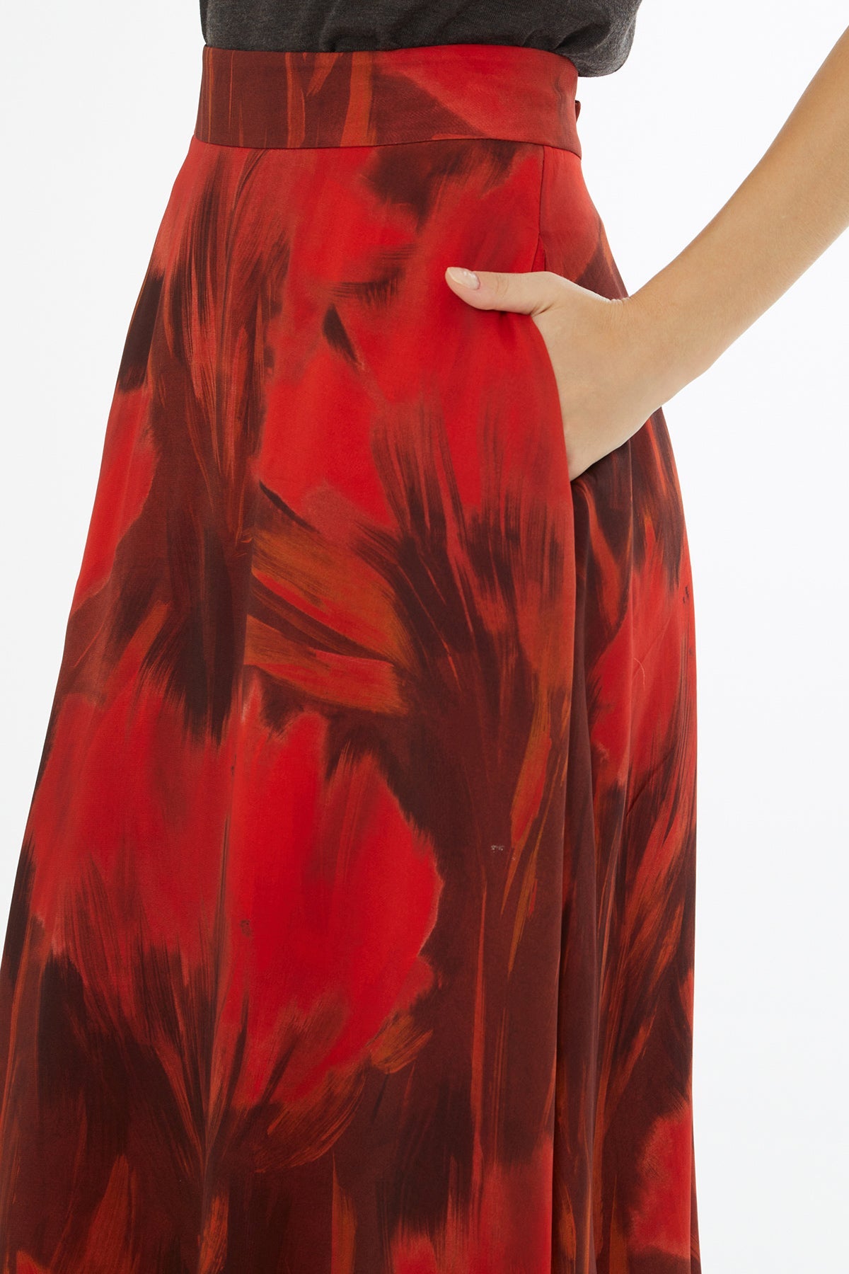 Printed Midi Skirt with Zip Closure