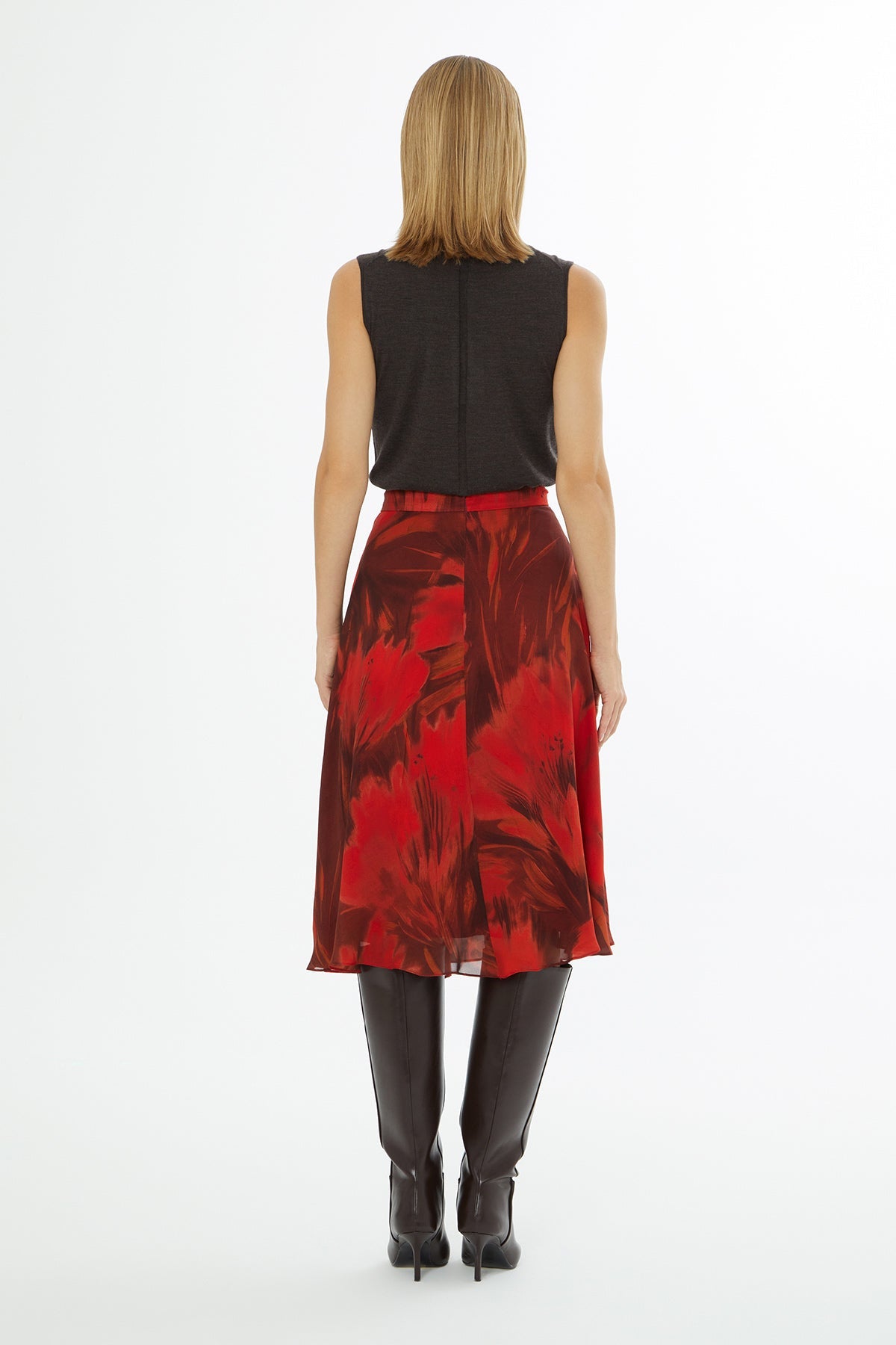 Printed Midi Skirt with Zip Closure