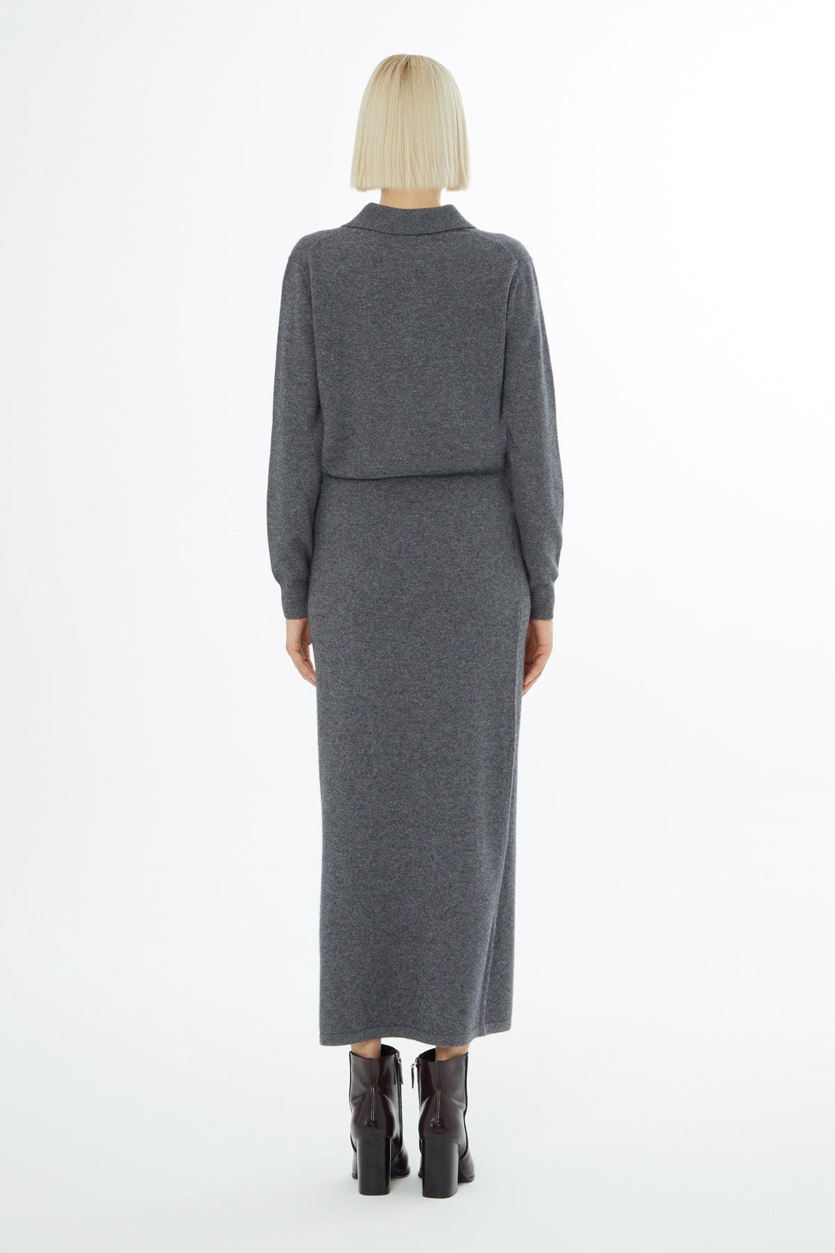Grey Slim Knit Long Skirt