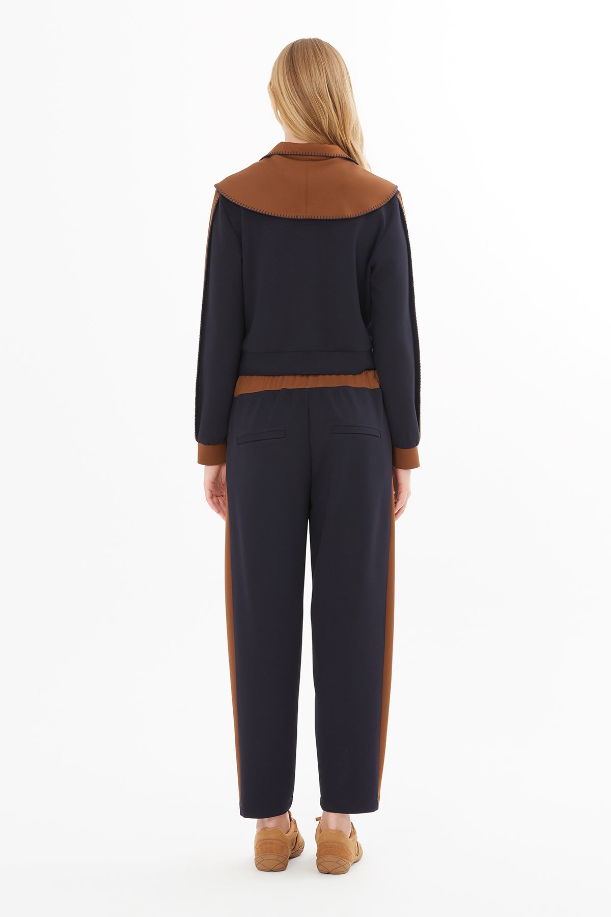 Navy Stitch-Detail Sweatshirt