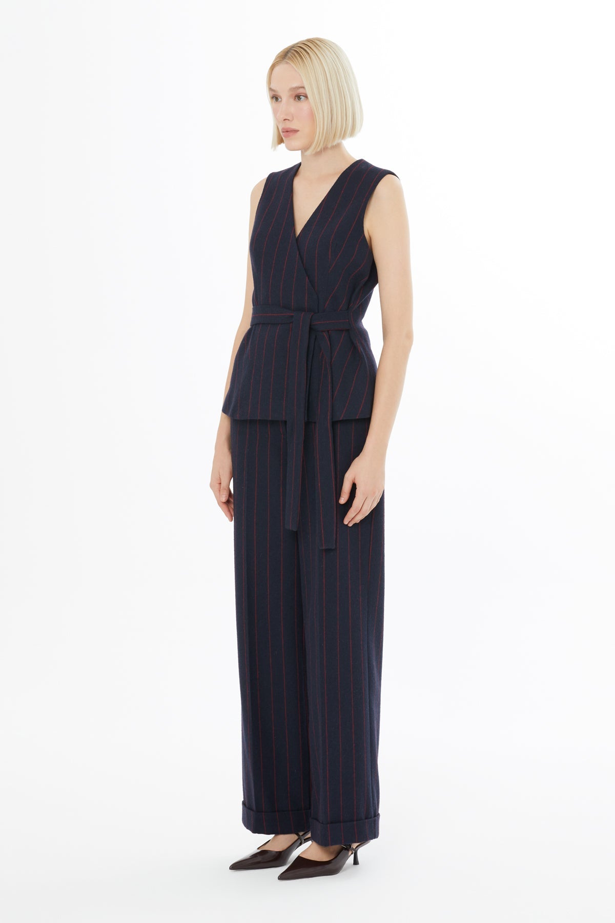 Black Drawstring V-Neck Vest