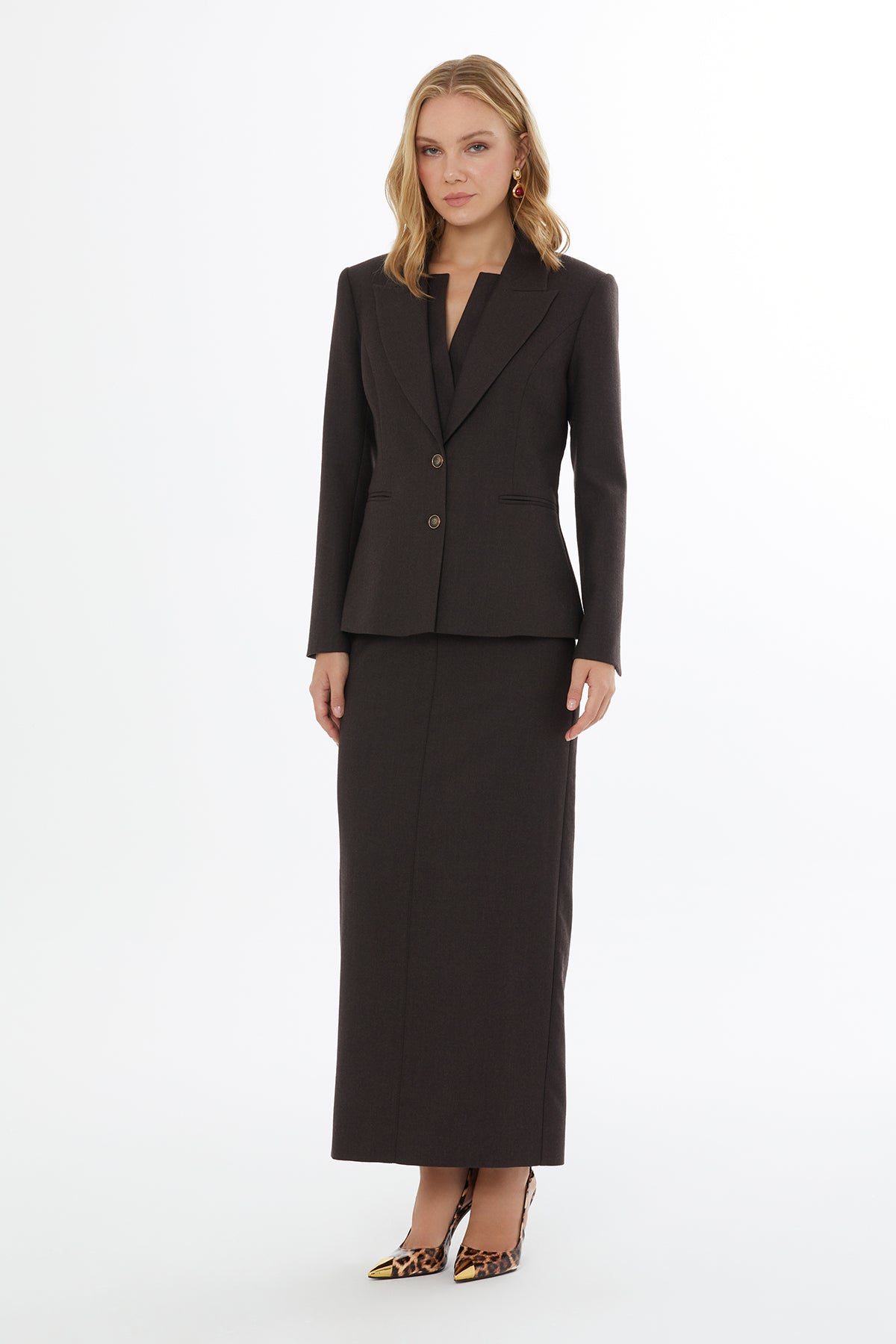 Brown Front-Buttoned Jacket