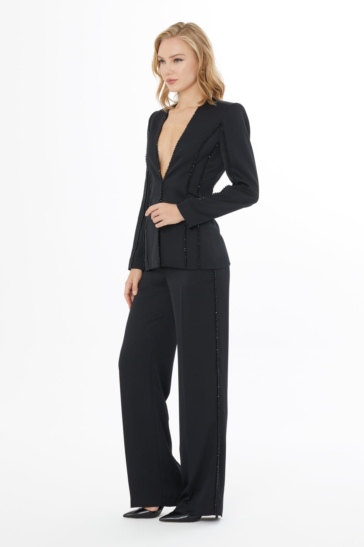 Black Jacket with Stripe Detail