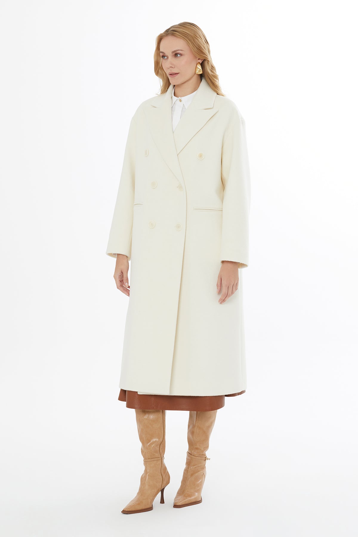Notch Lapel Long Coat with Back Vent N
