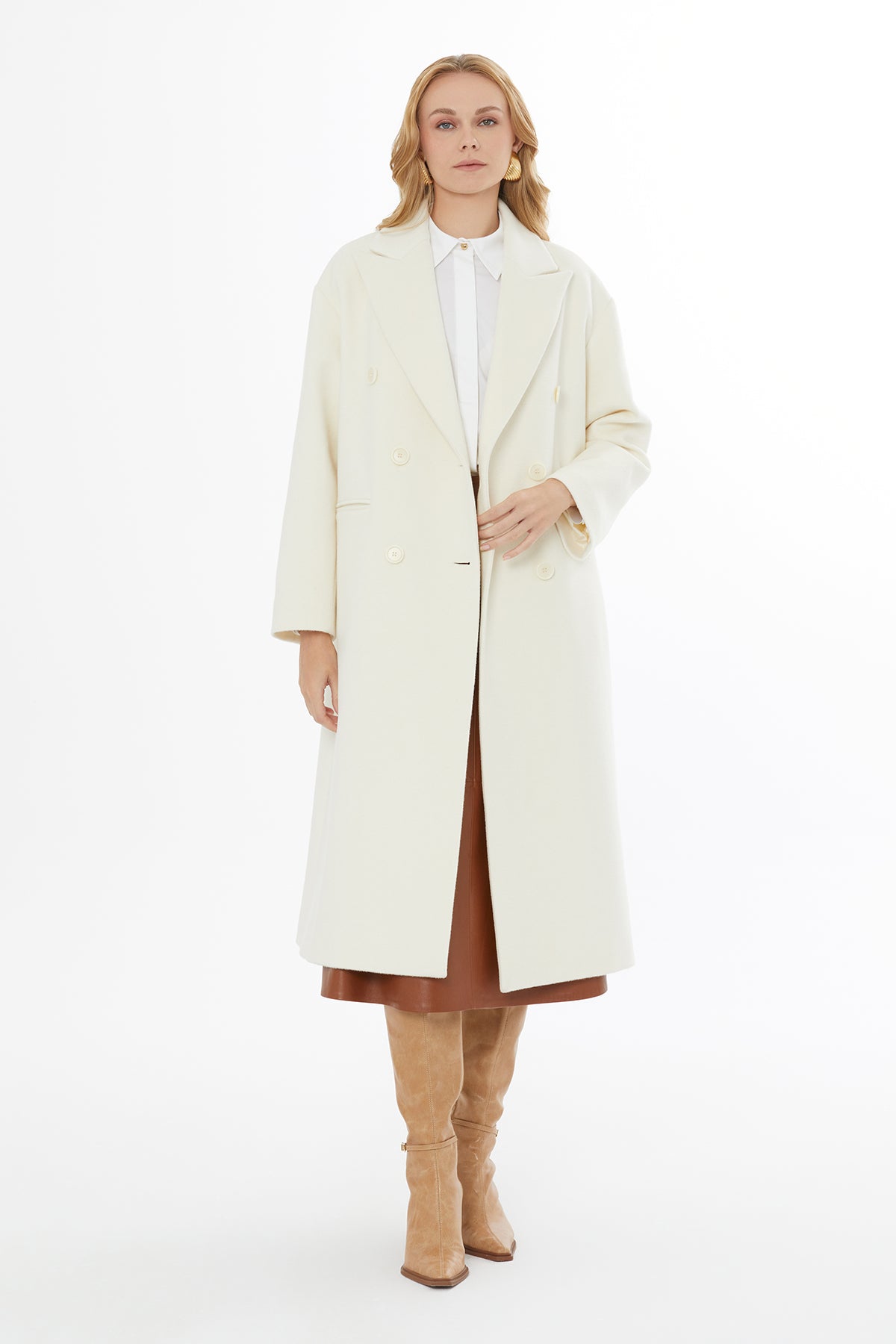 Notch Lapel Long Coat with Back Vent N