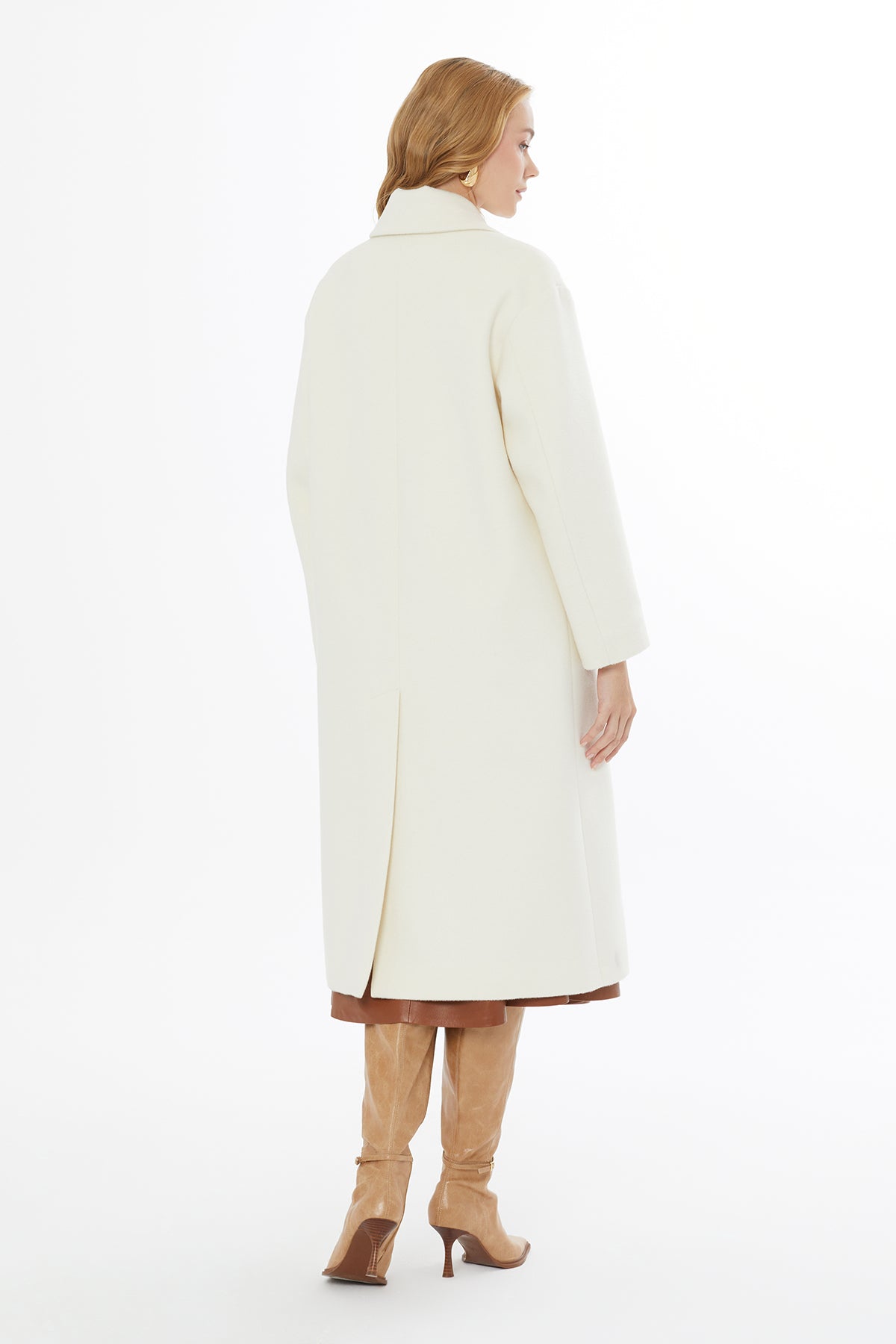 Notch Lapel Long Coat with Back Vent N