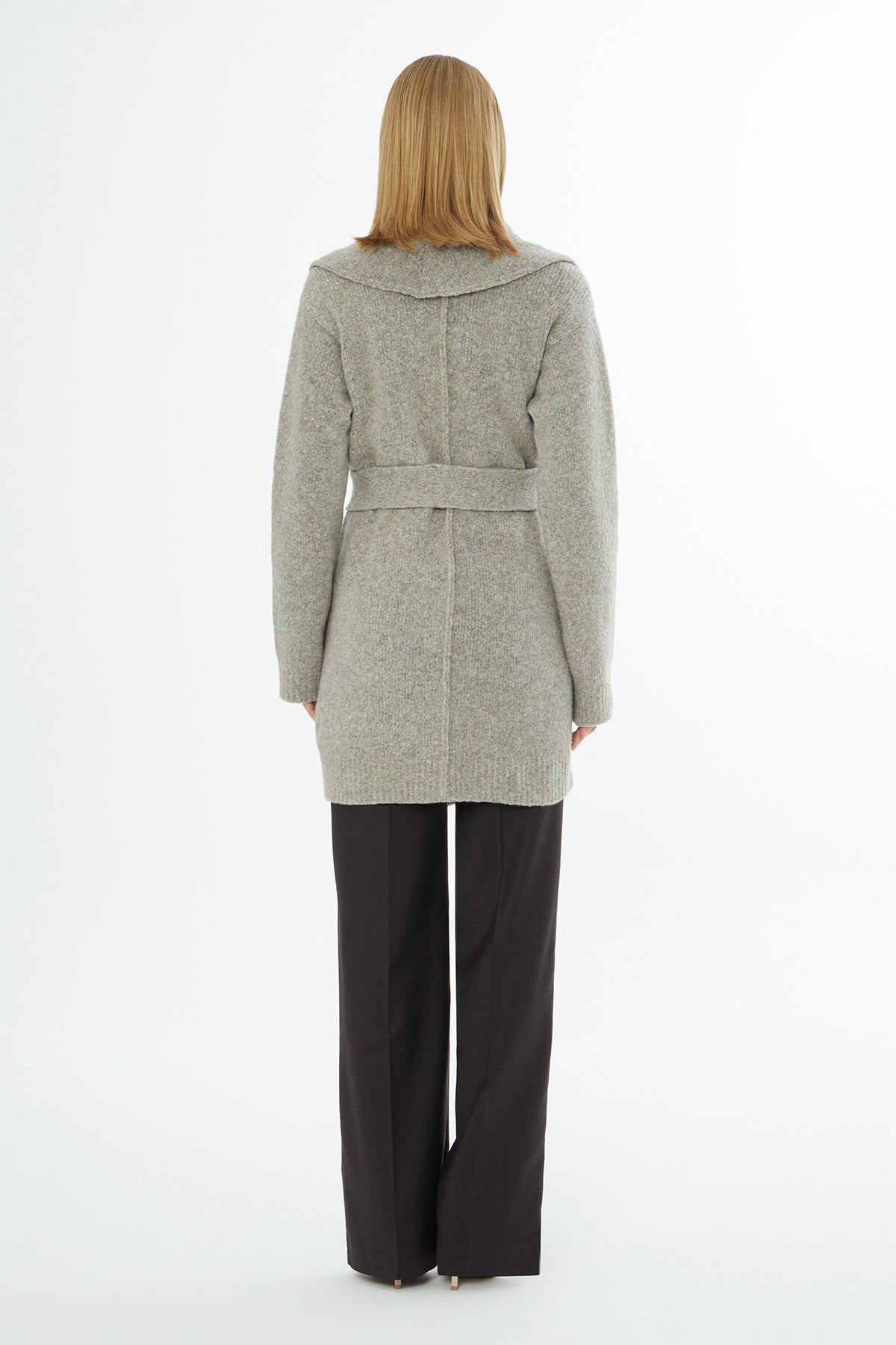 Beige Shawl-Collar Cardigan