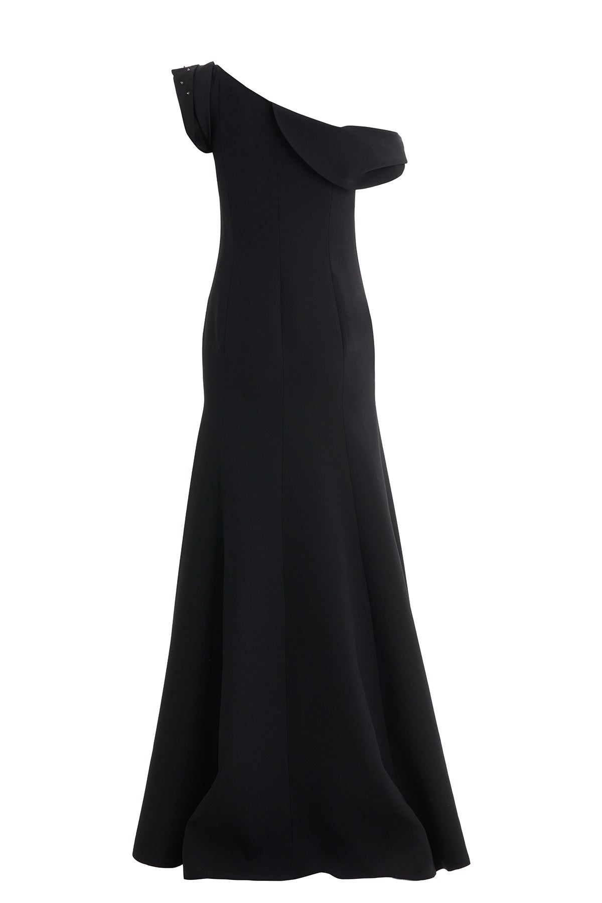 Black Embroidered Low-Neck Maxi Dress