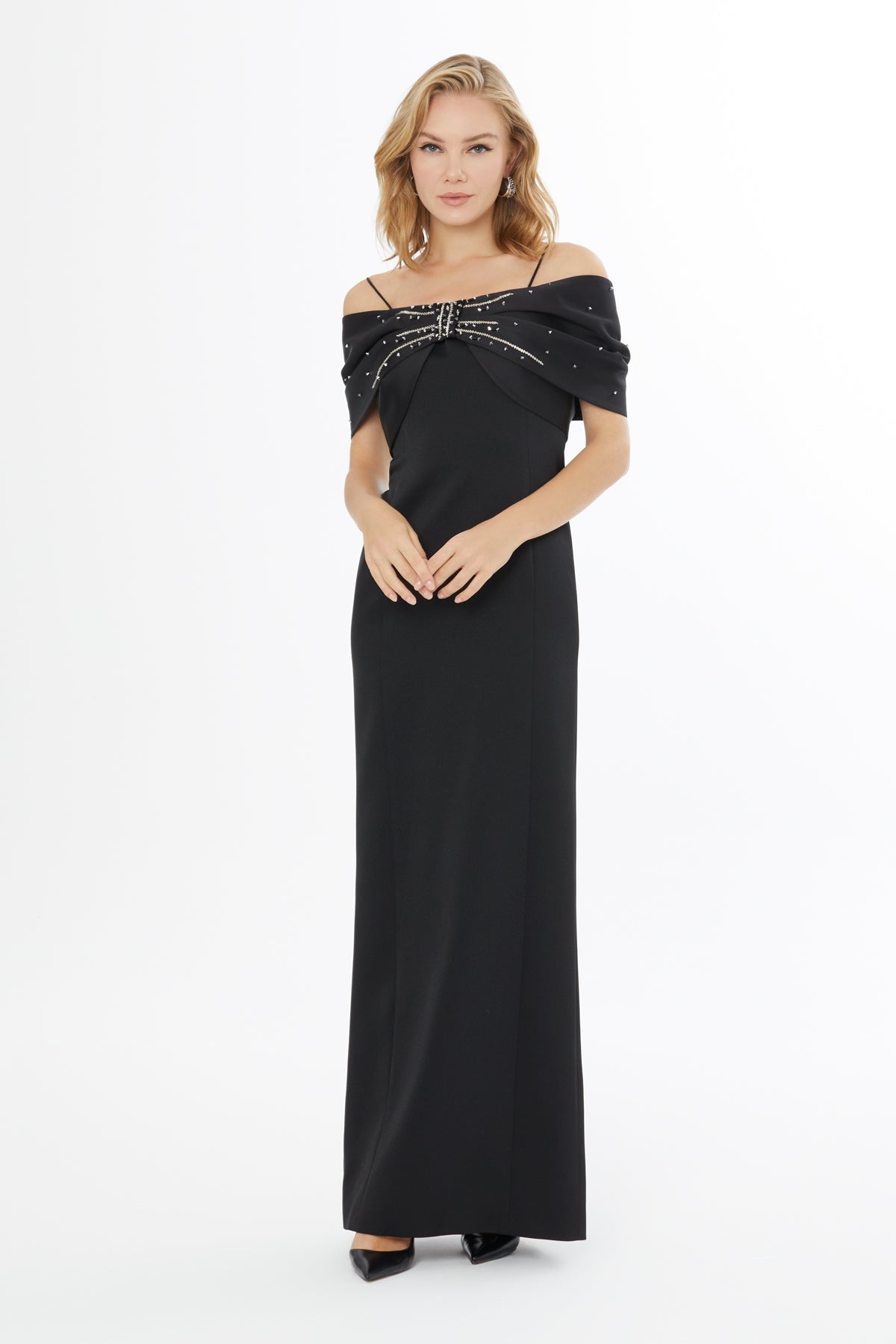 Stone Embellished Long Dress