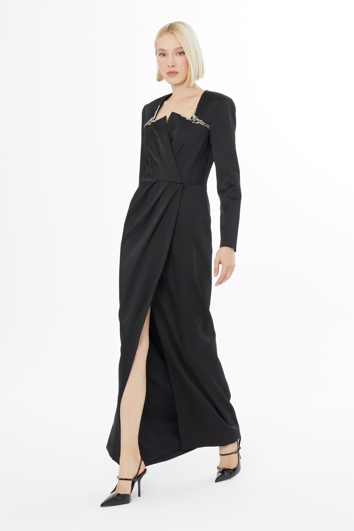 Beaded Black Long Dress