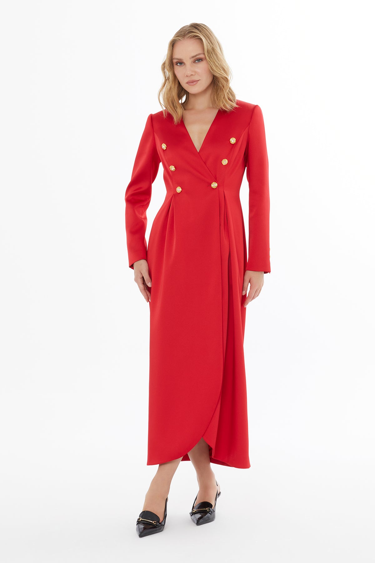 Button Detail Long Dress N