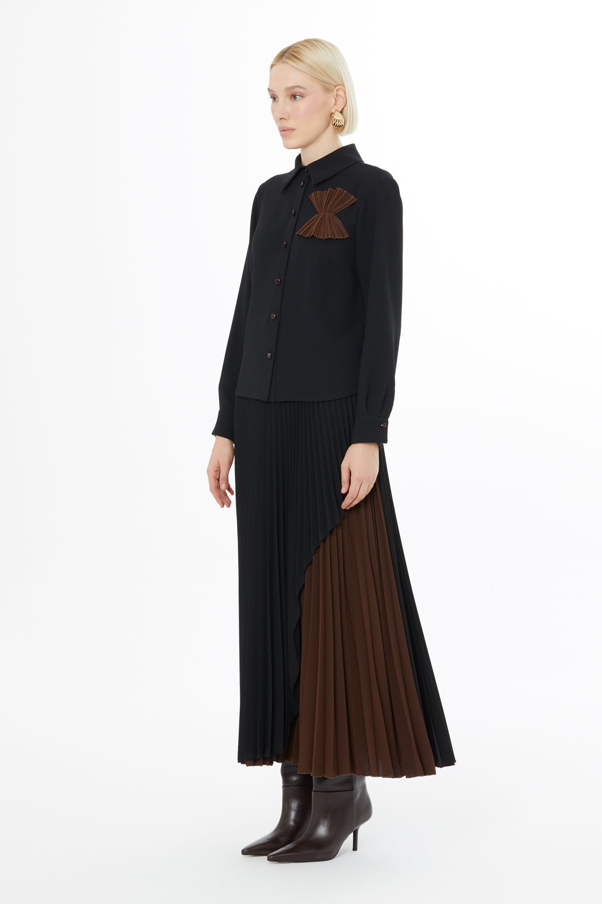 Black Suit with Pleated Skirt