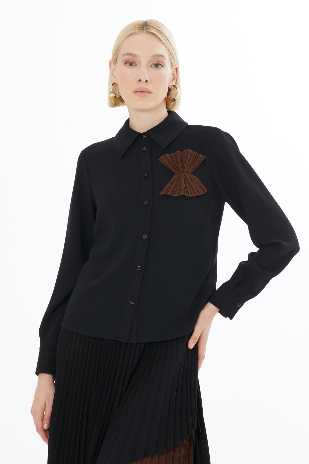 Black Suit with Pleated Skirt