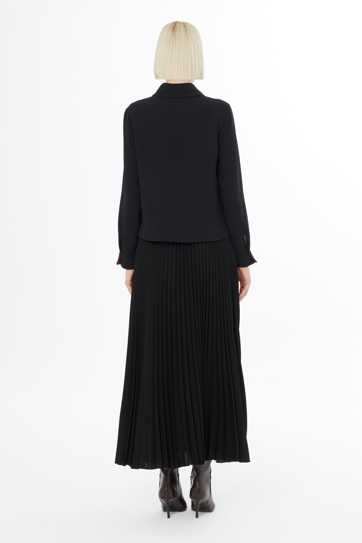 Black Suit with Pleated Skirt