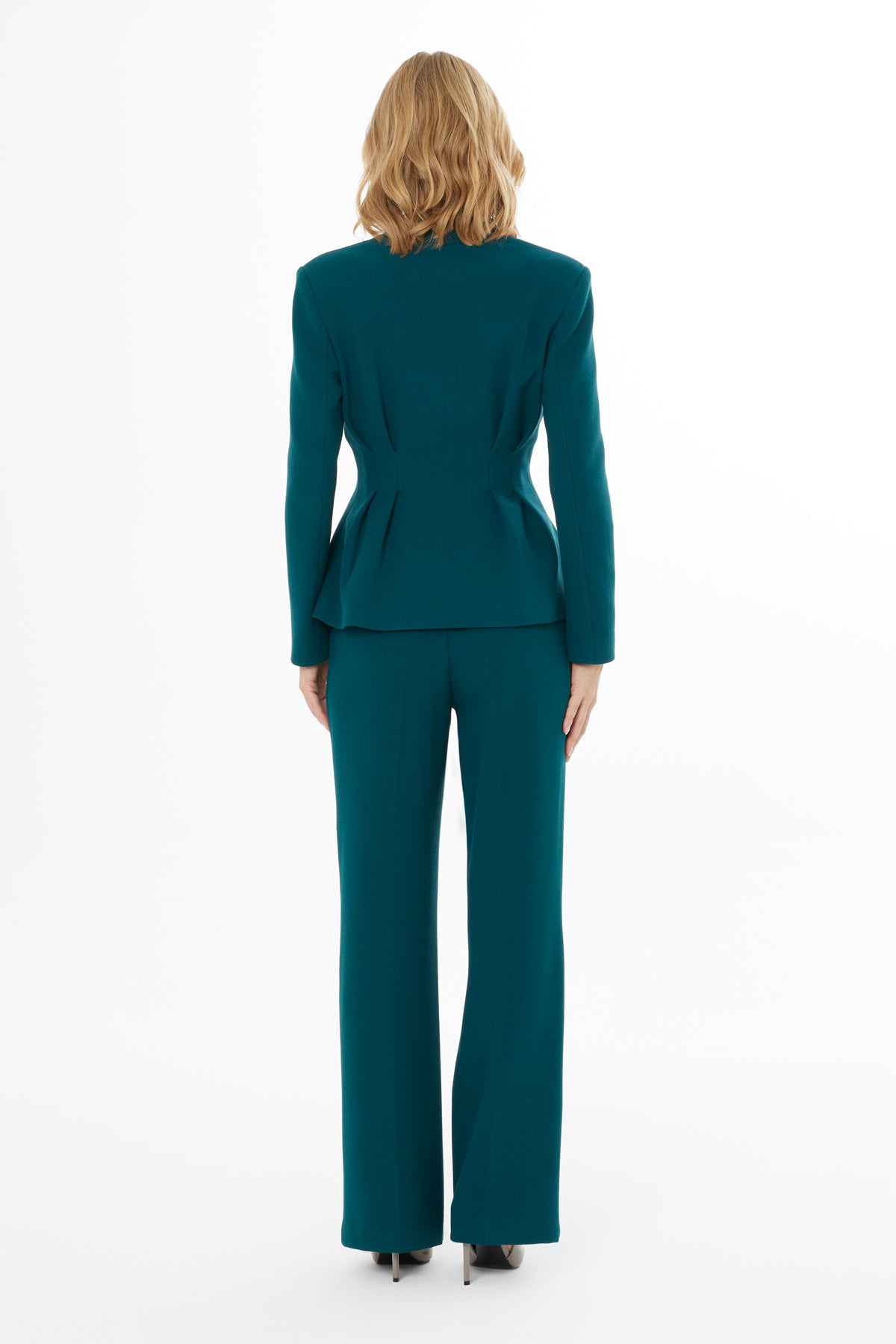 Green GreyJacket and Carrot Pants Suit