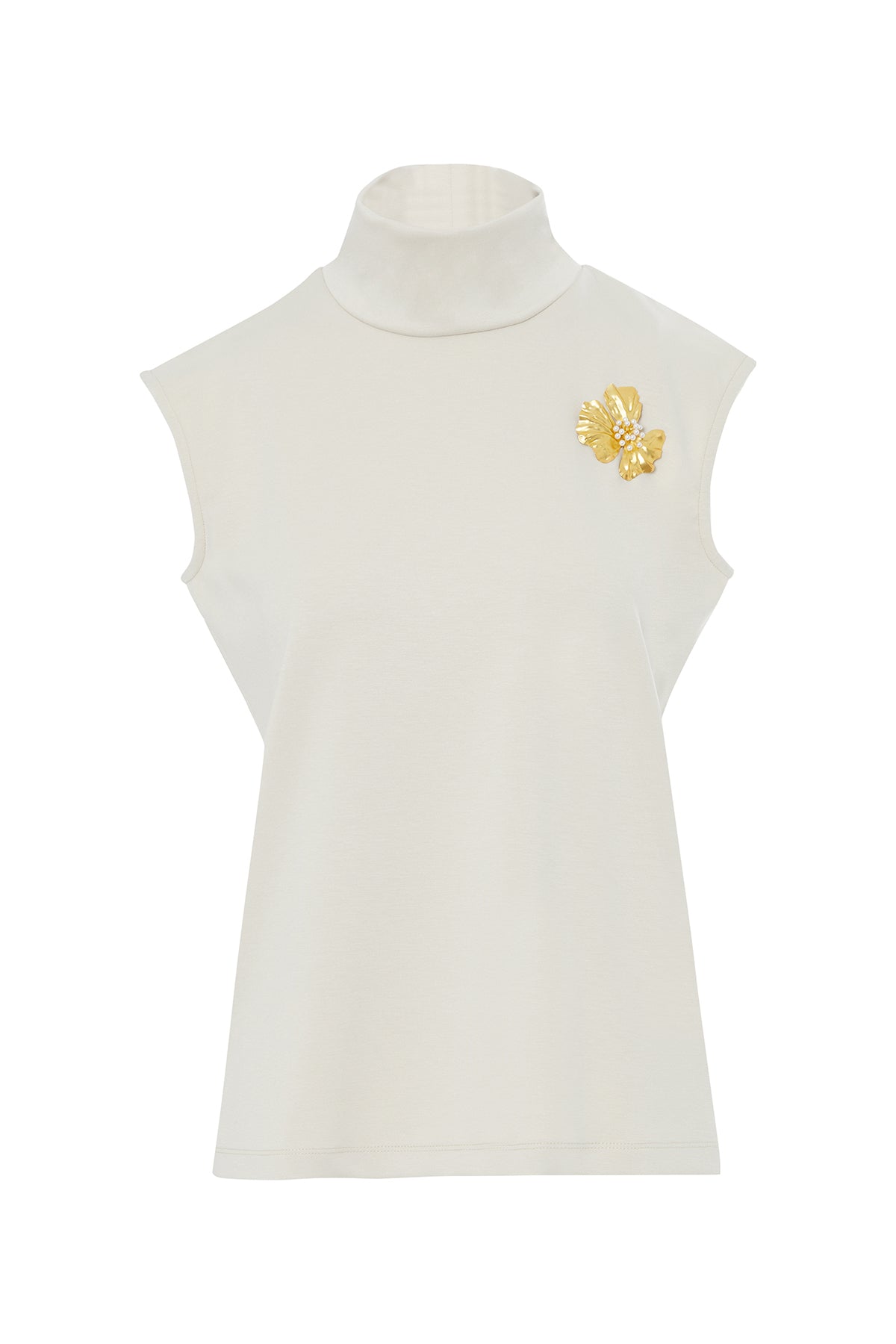 Beige Blouse with Sewn Accessory Details