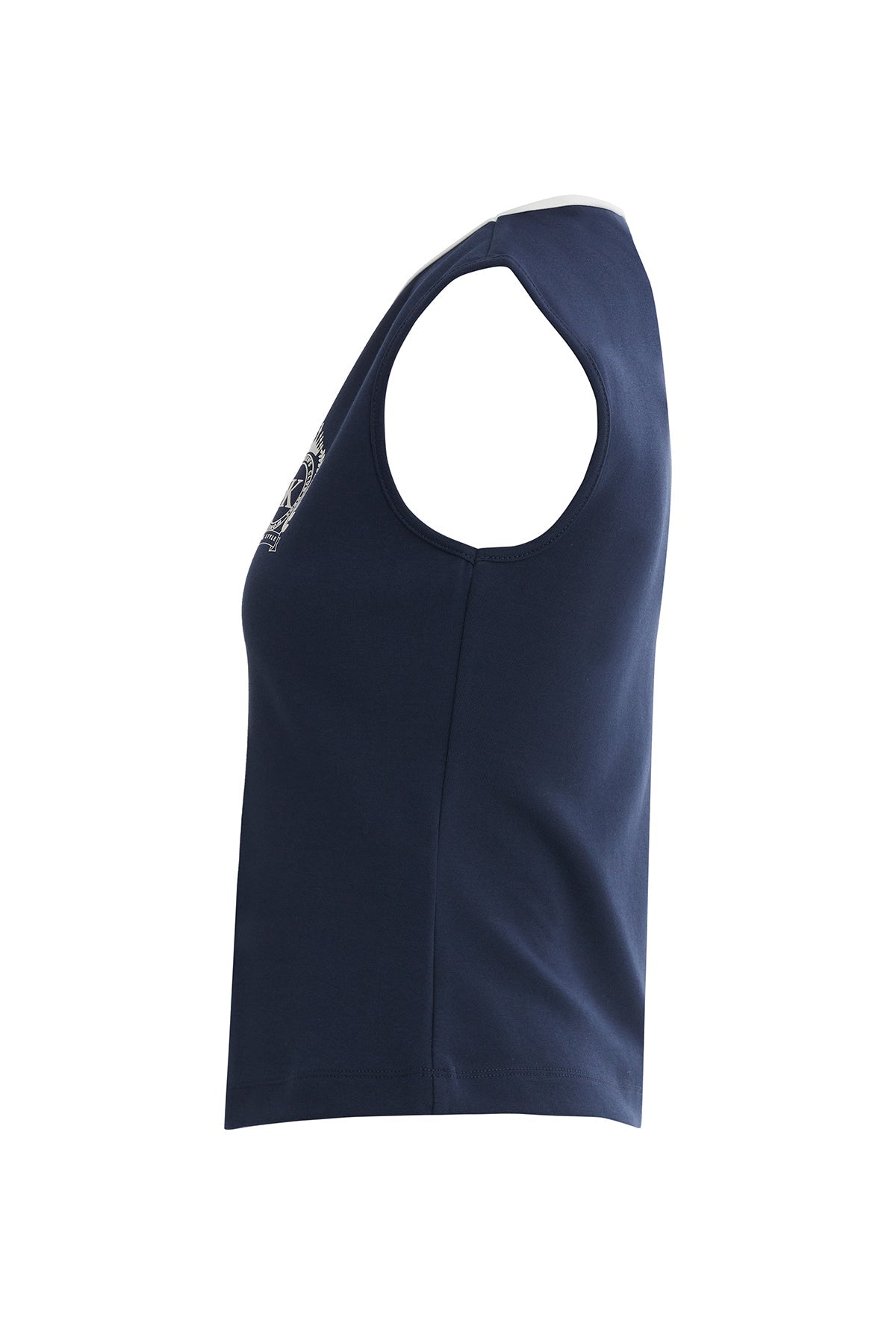 Navy Sleeveless Crew-Neck Blouse