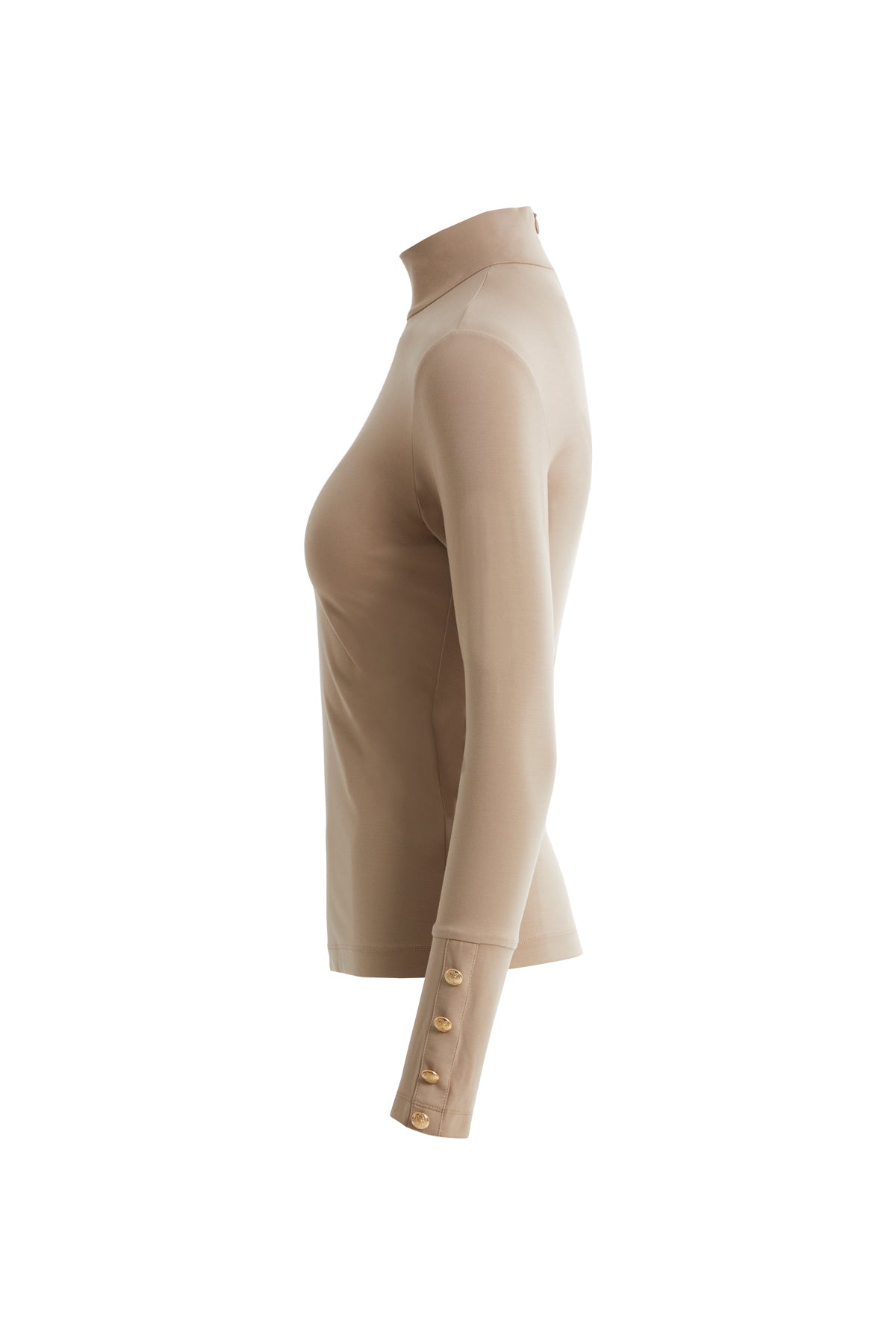 Beige Turtleneck Blouse with Cufflinks