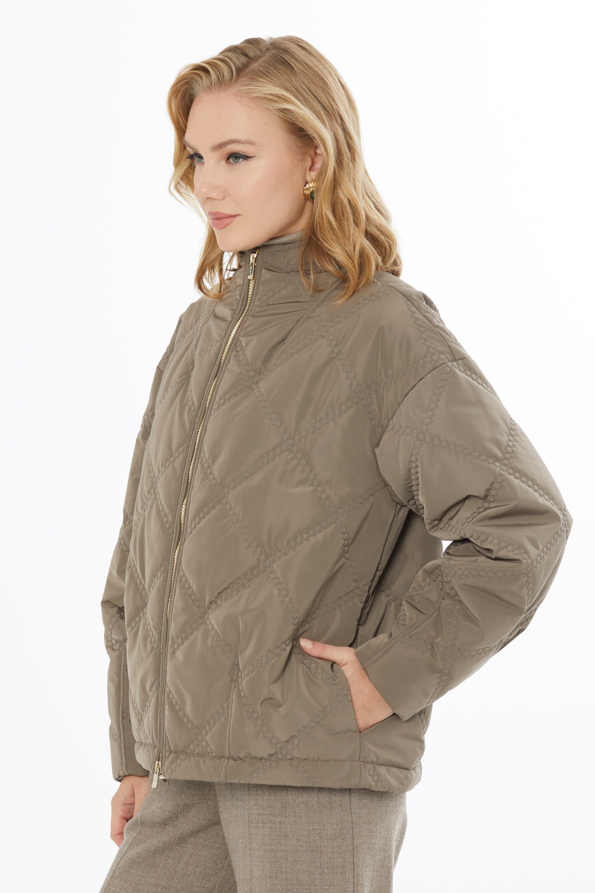 Brown Lined Quilted Coat