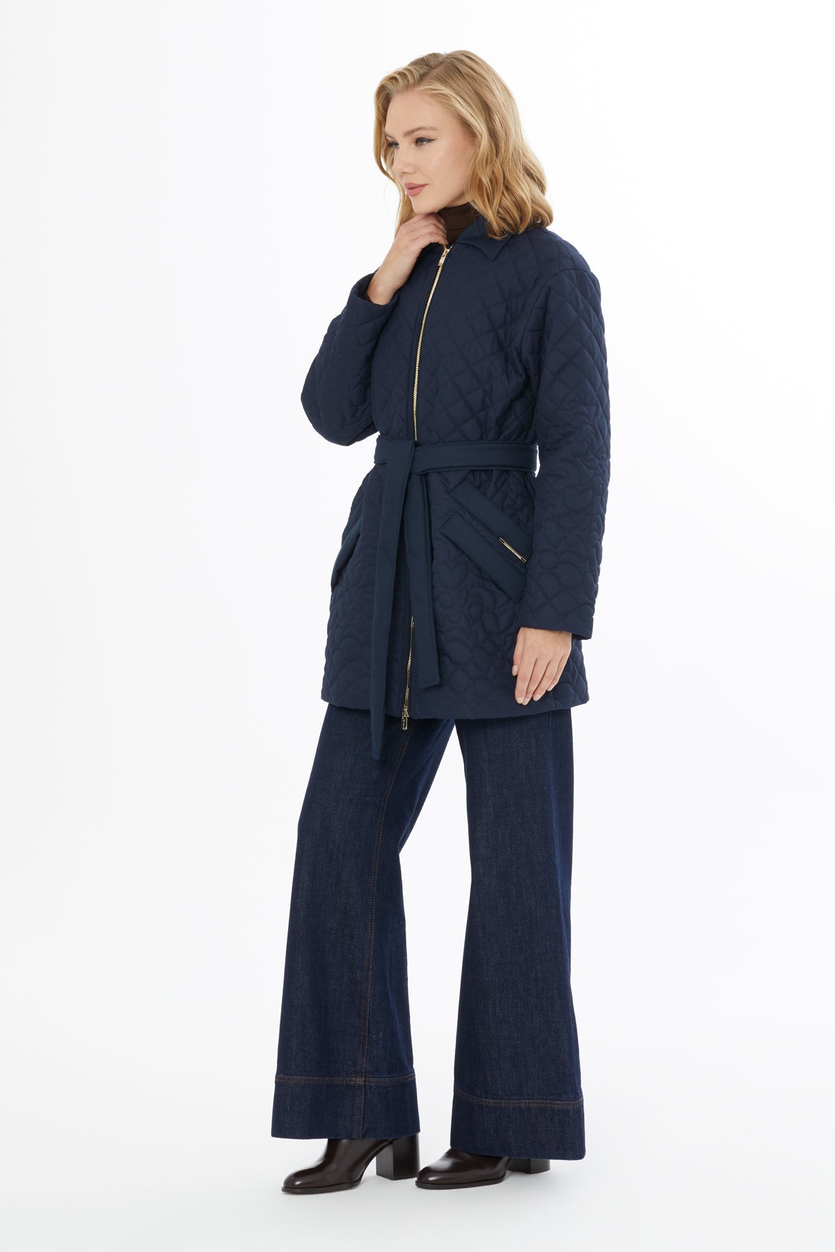 Navy Jacket with Shirt Collar