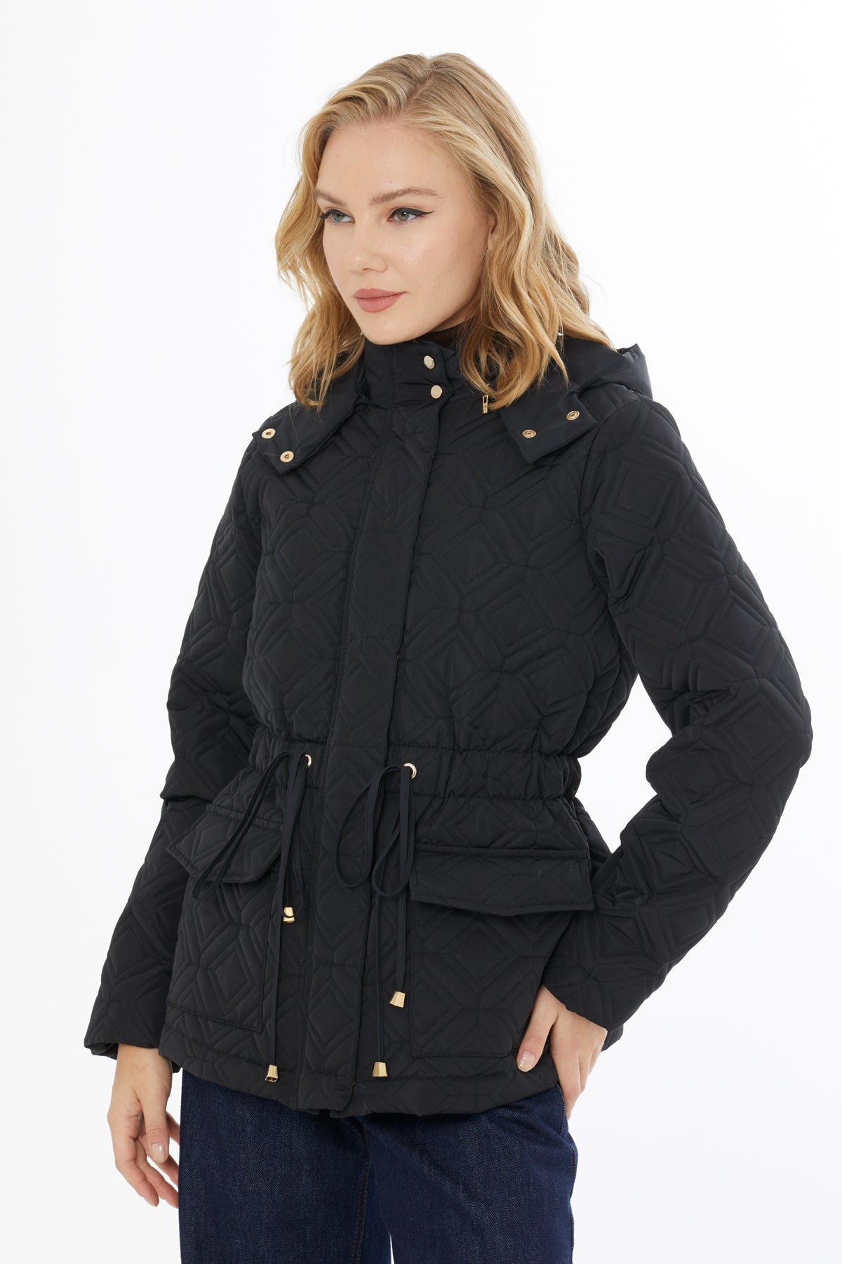 Black Jacket with Drawstring Waist