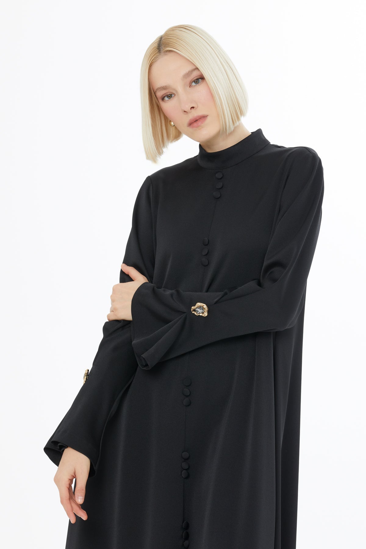 Black Long-Sleeved Zippered Dress
