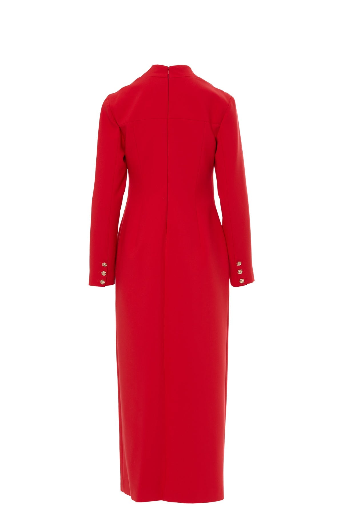 Red Wrap-Around Slit Midi Dress