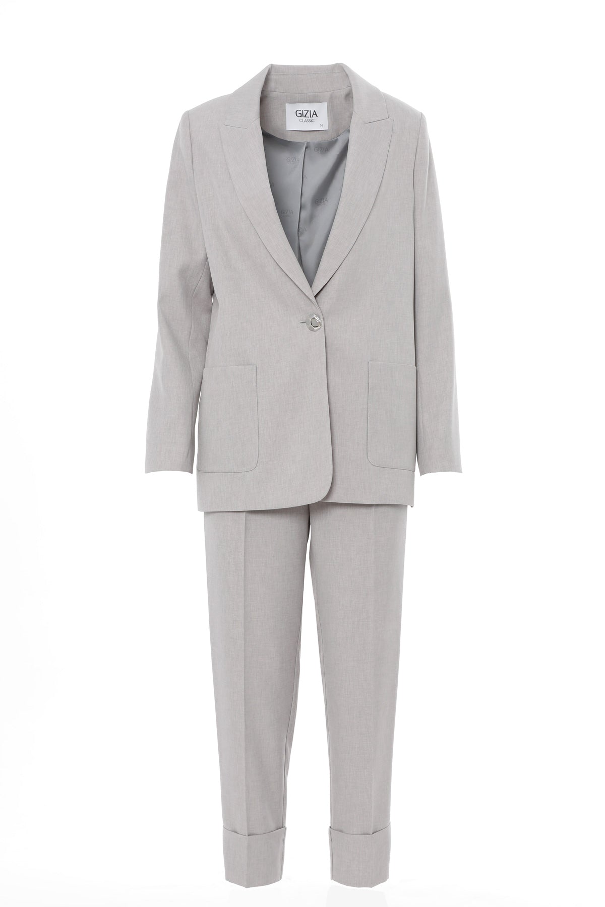 Grey Suit with Double-Leg Trousers