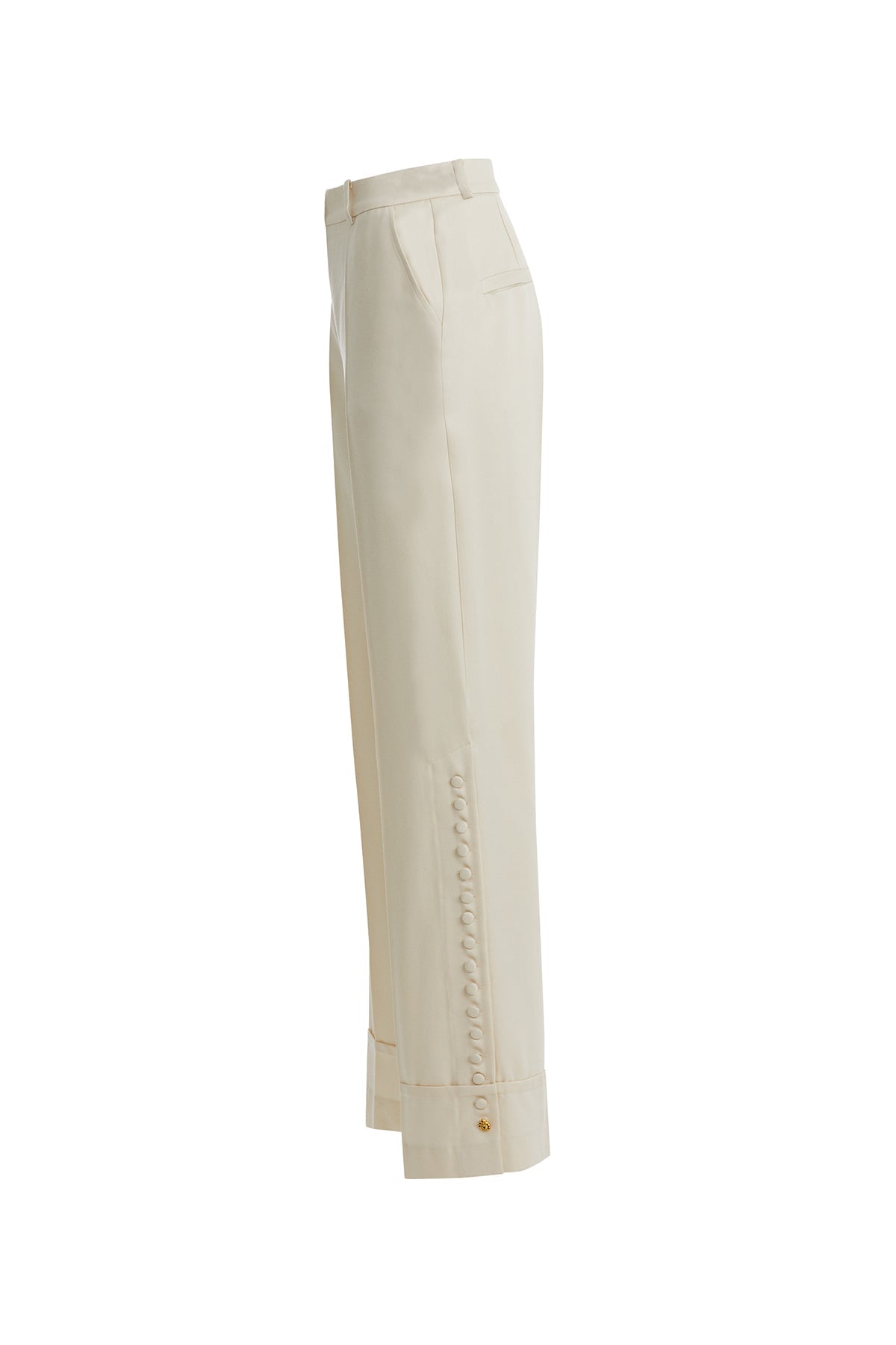 Ecru Tie-Waist Embroidered Patterned Trousers