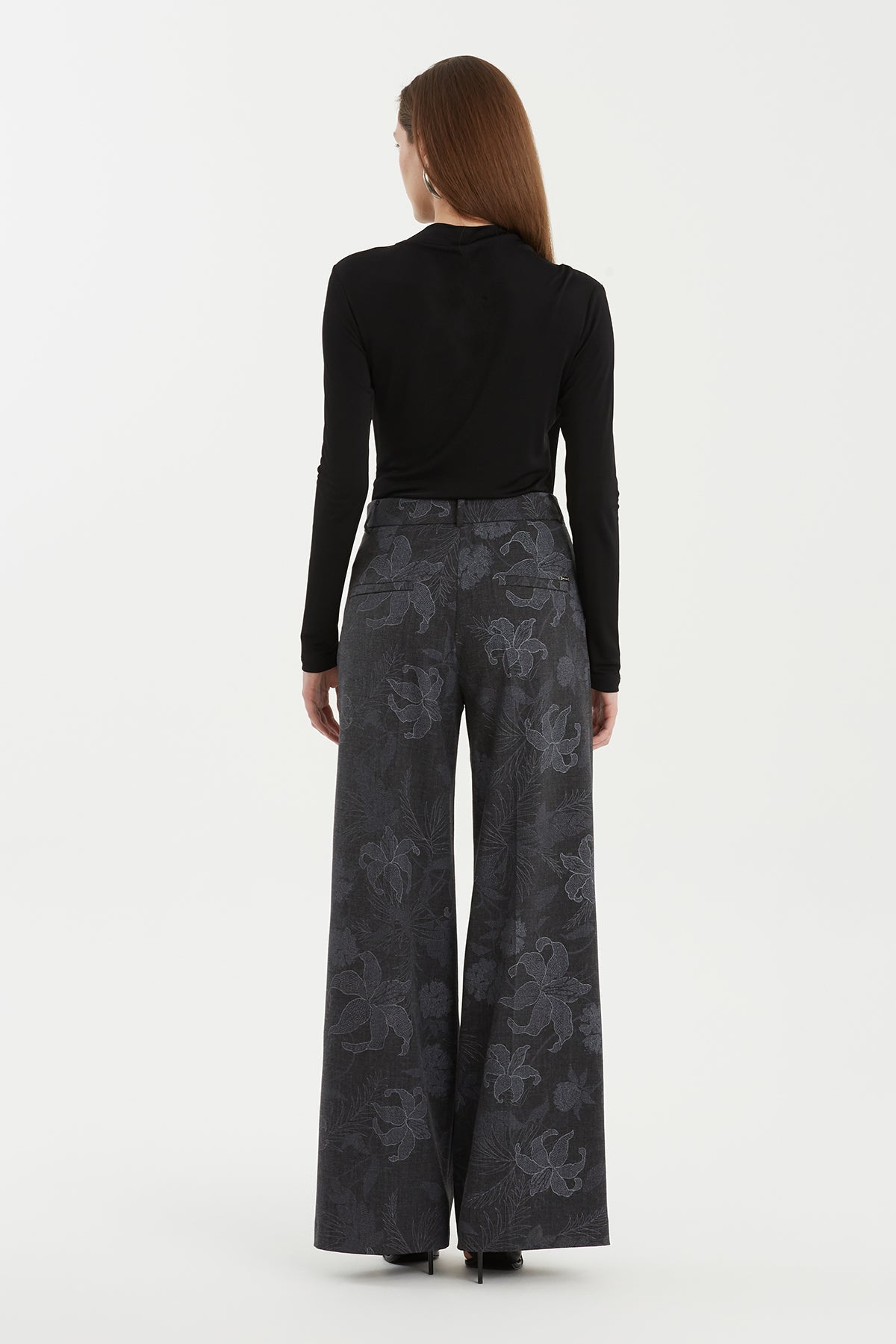 Grey Patterned Logo-Hardware Trousers