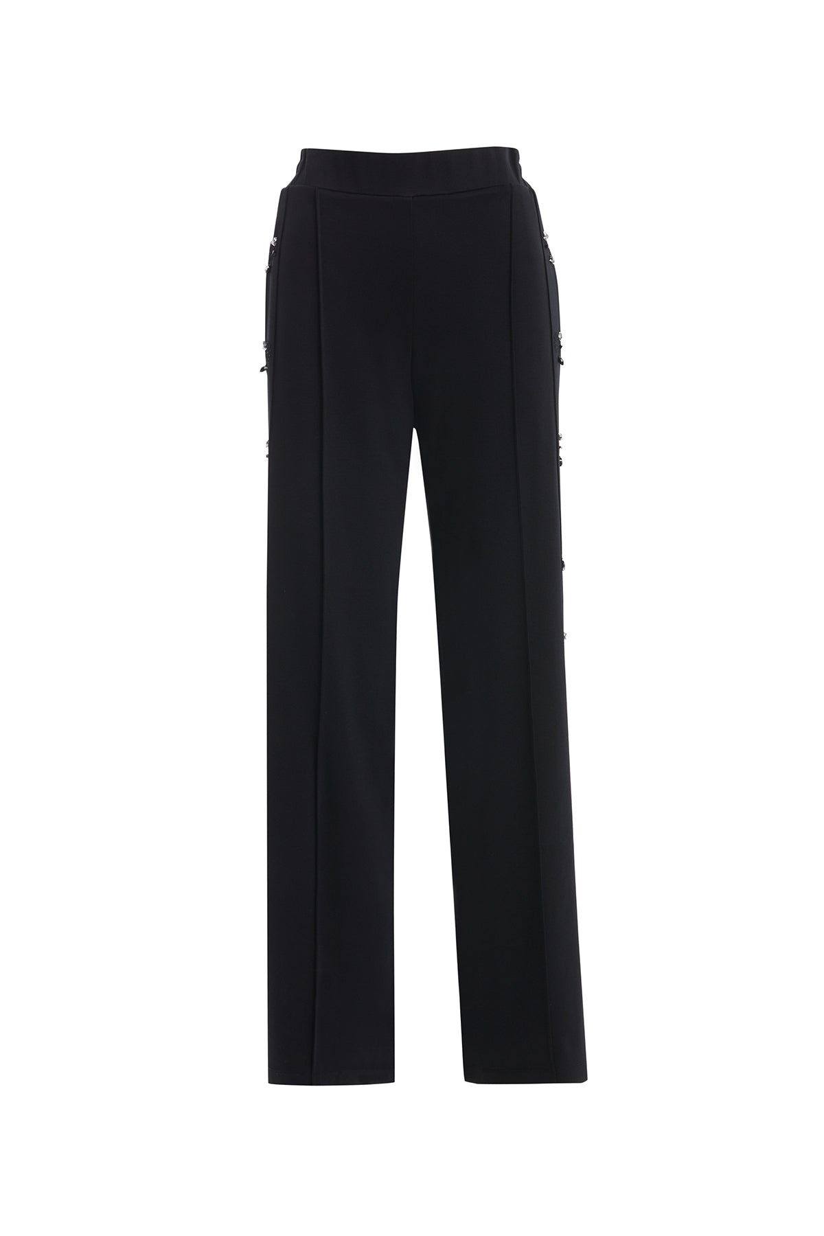 Black Textured Embroidered Trousers