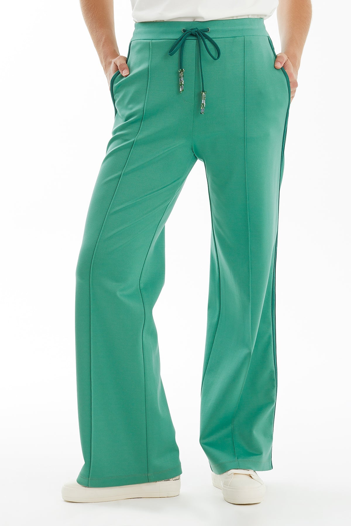 Green Side-Piped Track Pants