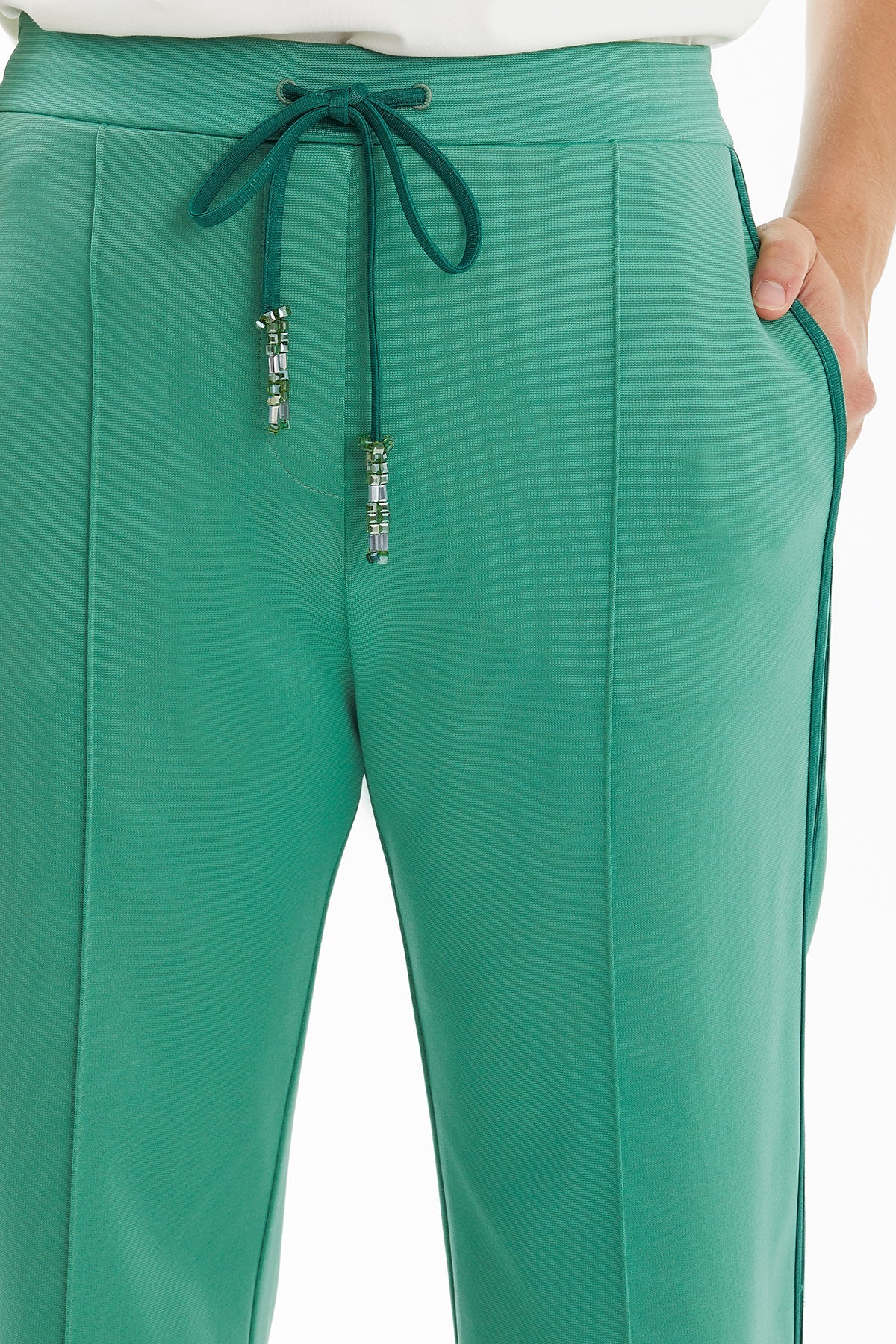 Green Side-Piped Track Pants