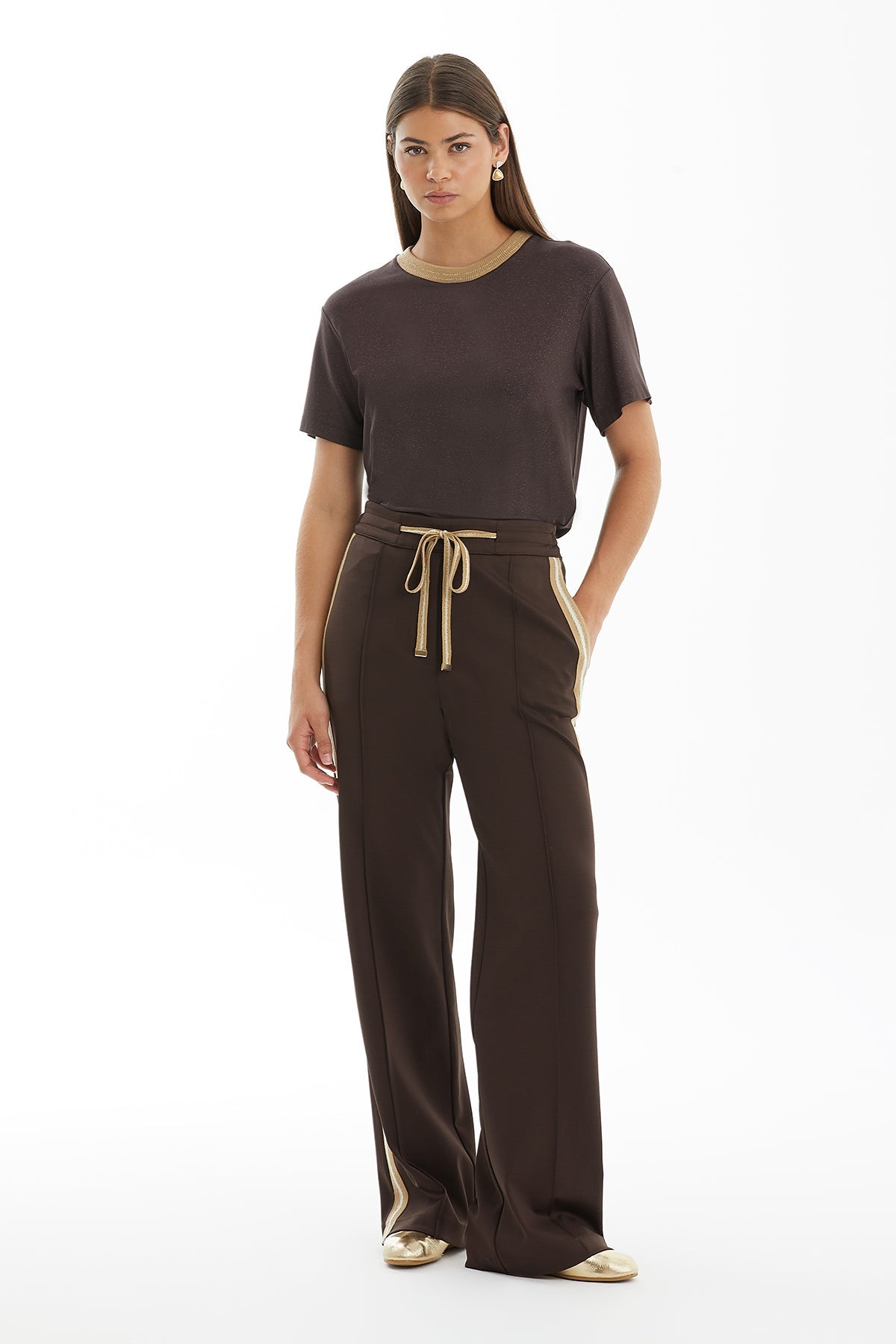 Brown Side-Detail Track Pants