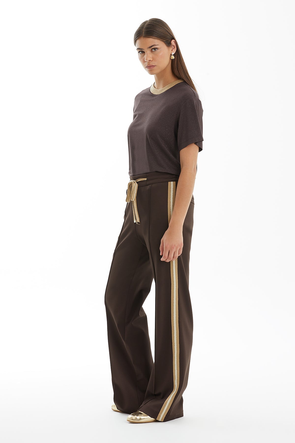 Brown Side-Detail Track Pants