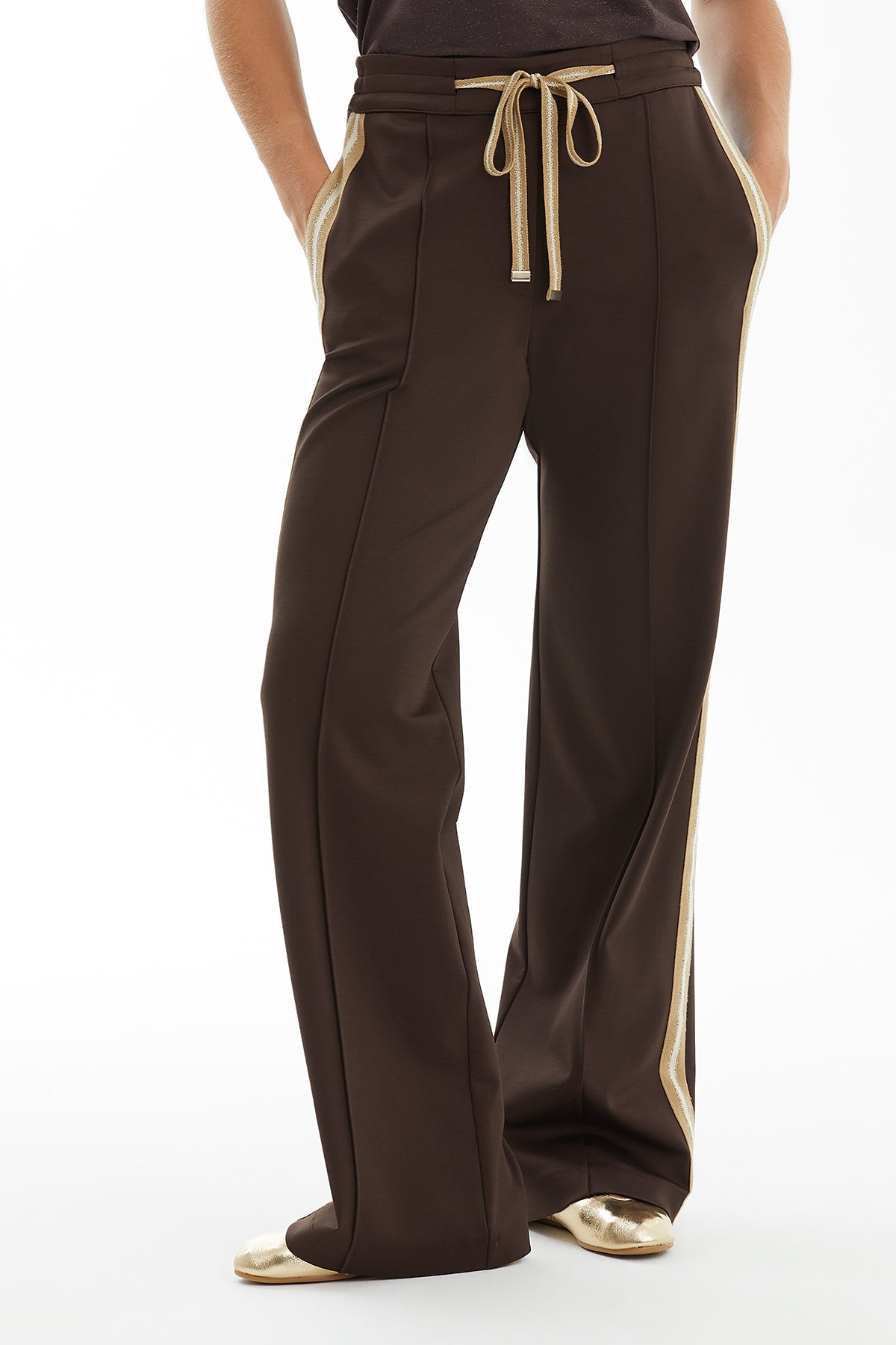 Brown Side-Detail Track Pants