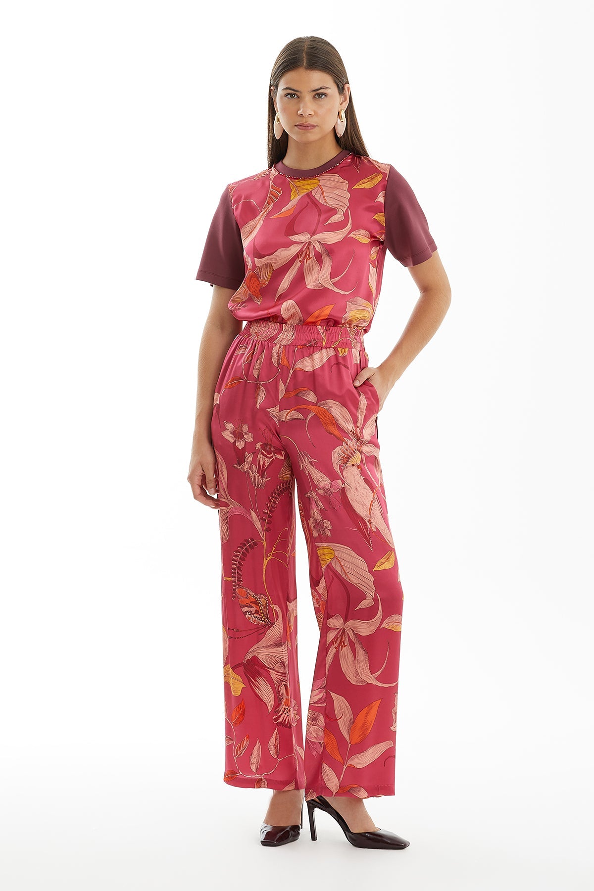 Patterned Ruched Pants