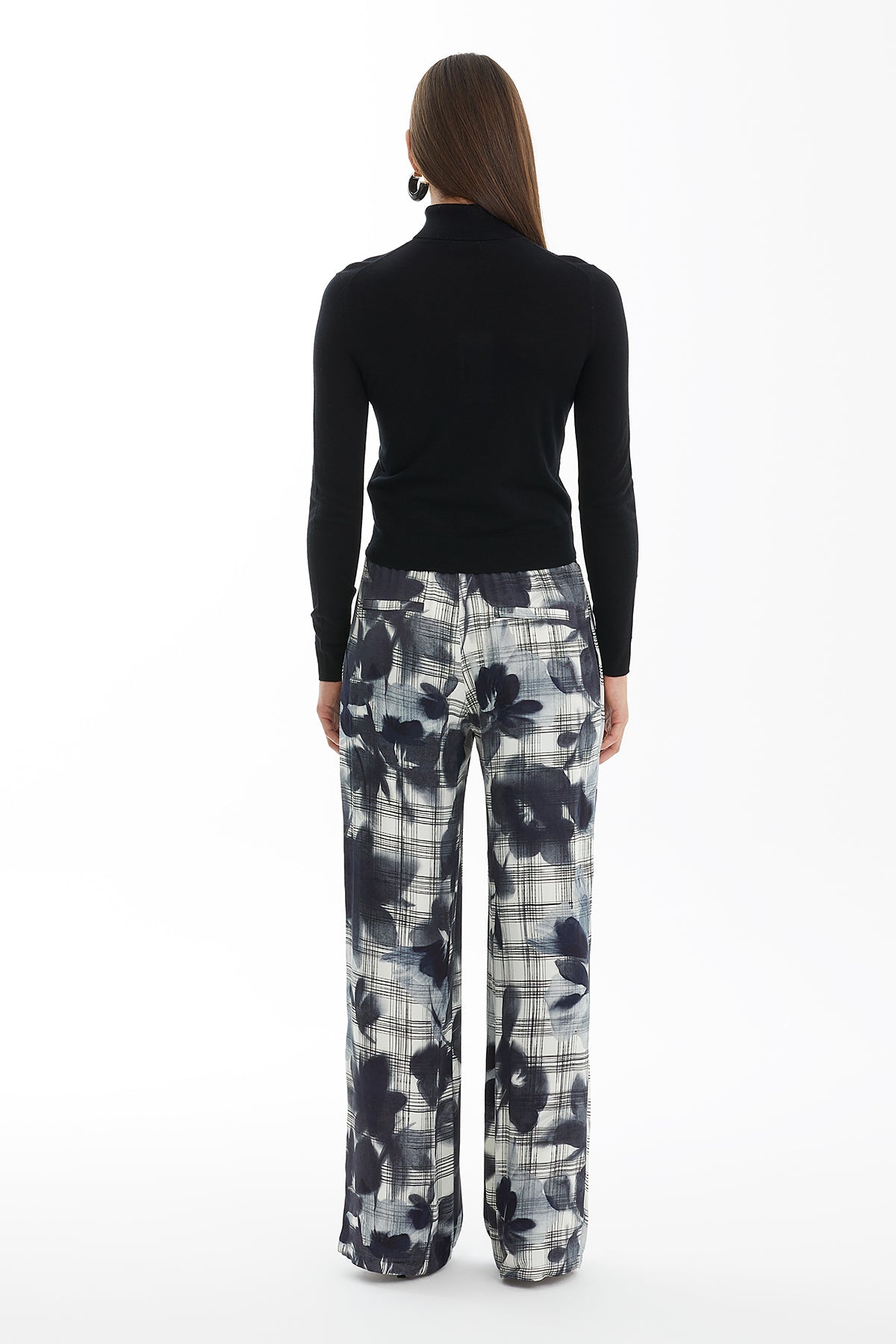 Patterned Wide-Leg Pants