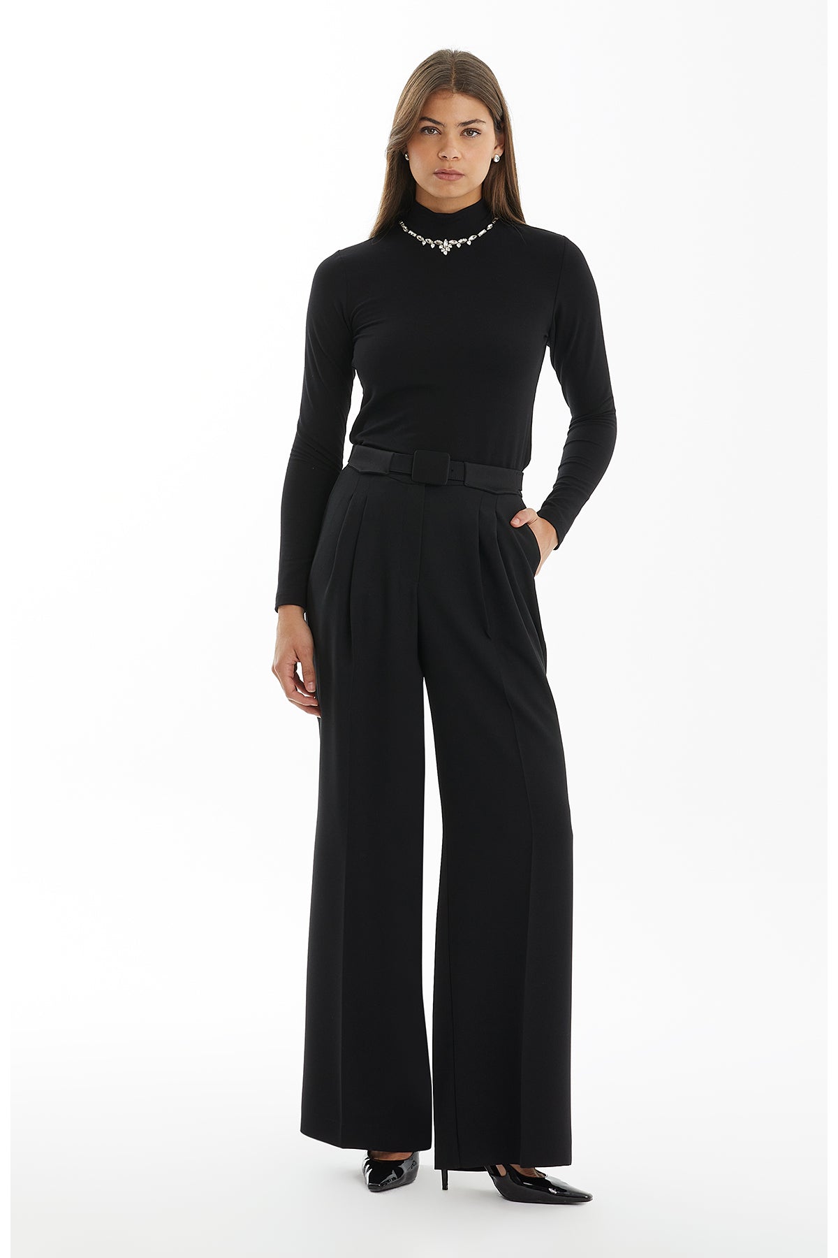 Black Loose-Fit Tailored Trousers