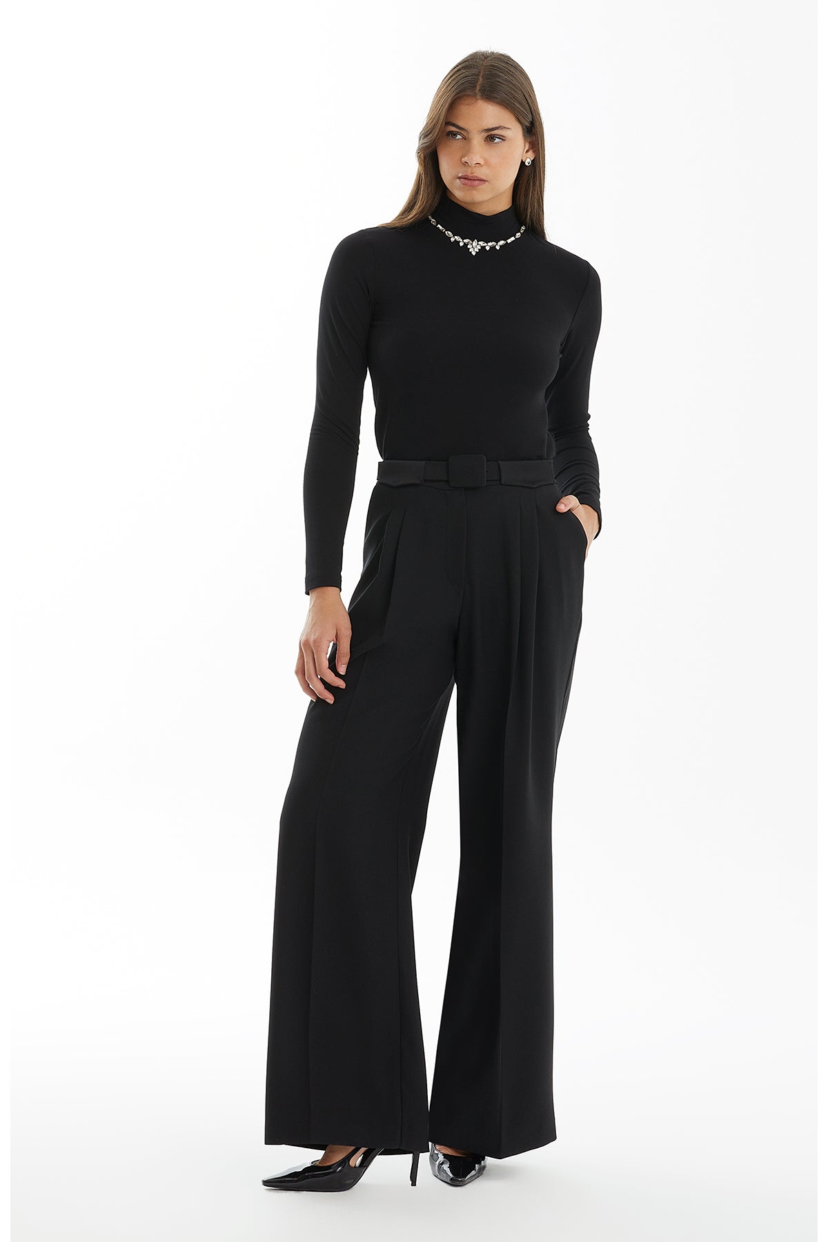 Black Loose-Fit Tailored Trousers
