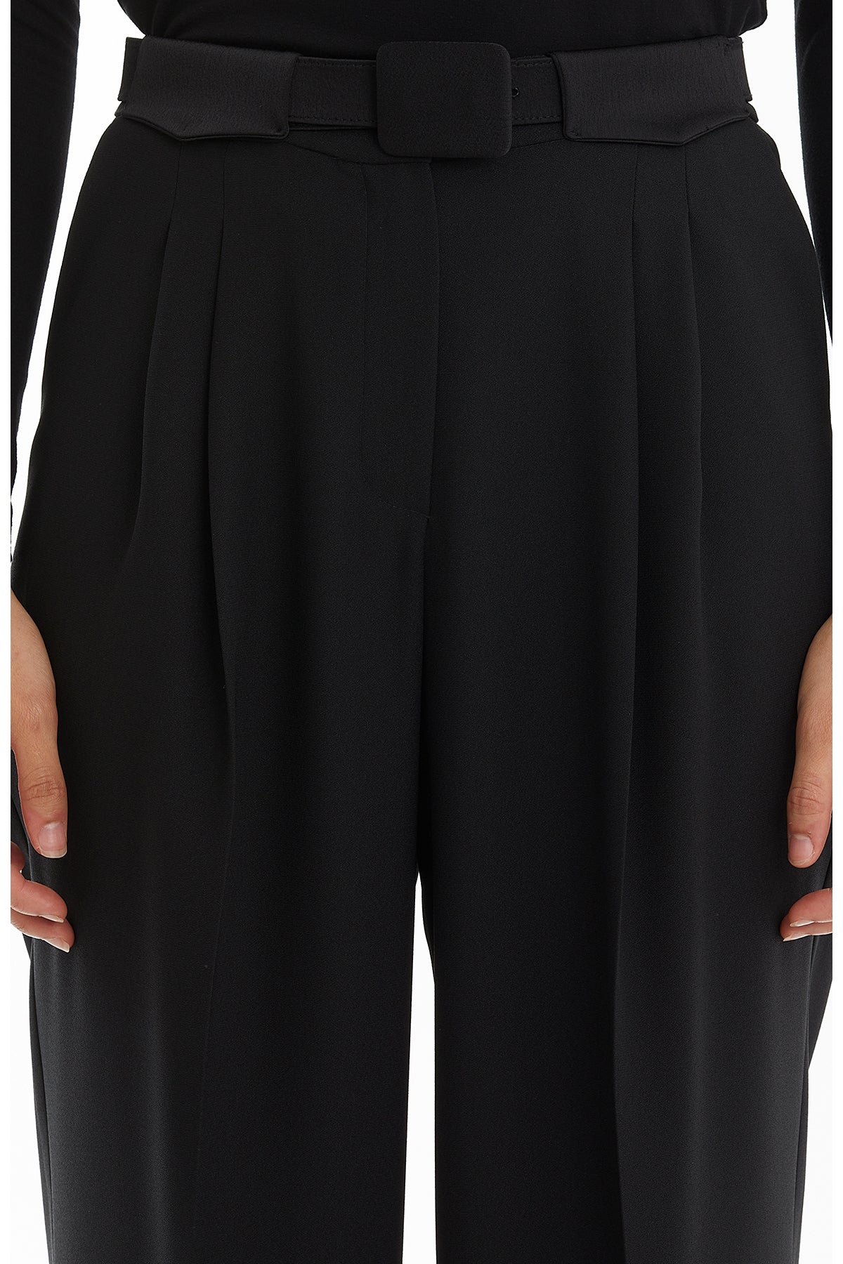 Black Loose-Fit Tailored Trousers