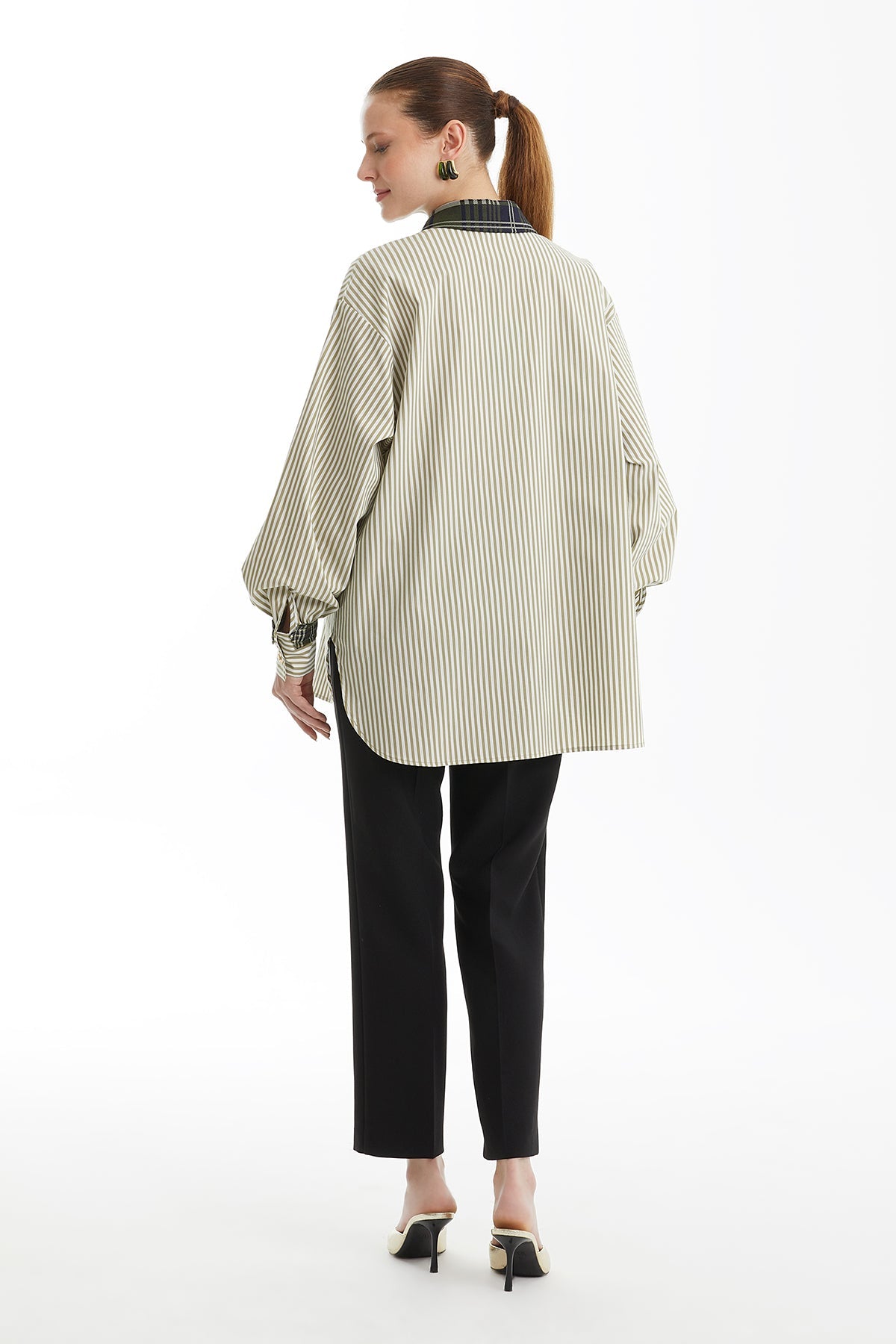 Green Button-Detail Patterned Shirt