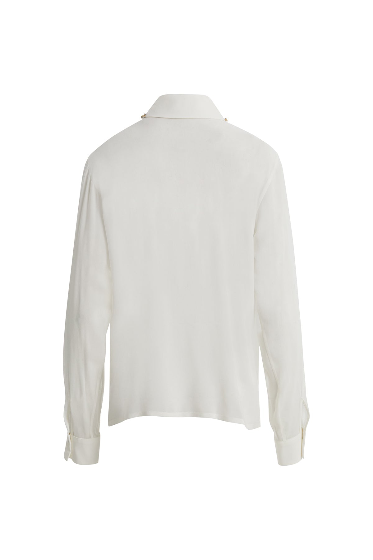 Ecru Sheer Embroidered-Collar Shirt